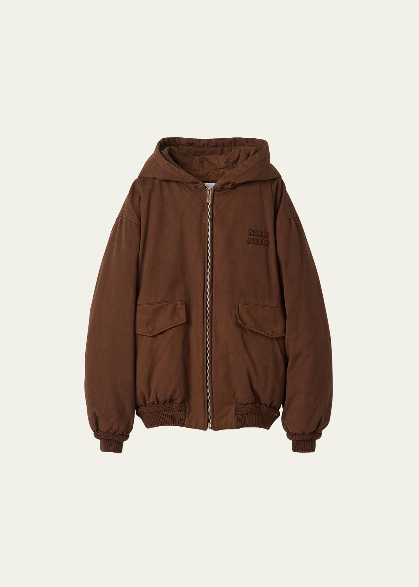 Miu Miu Hooded Gabardine Down Jacket