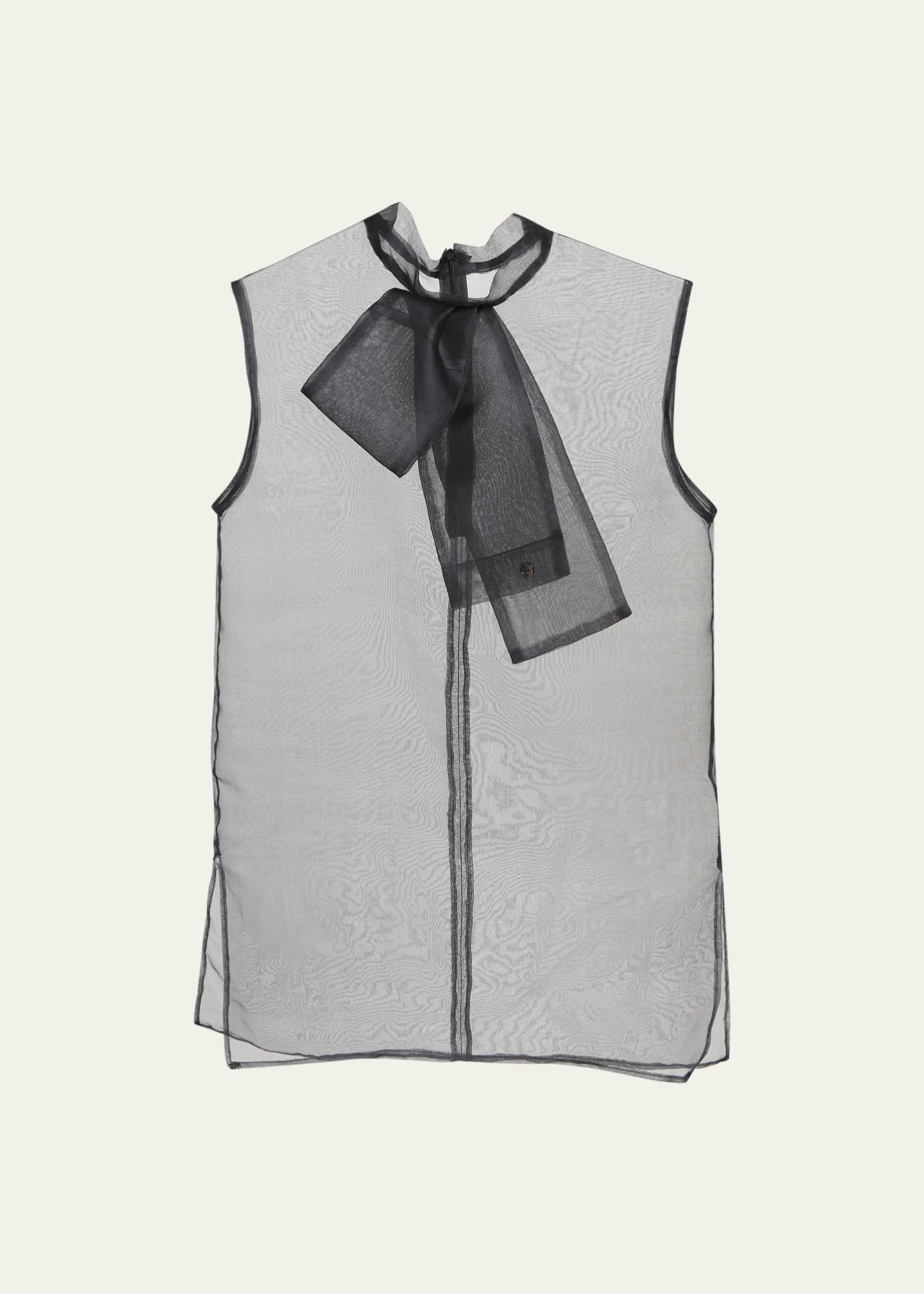 SACAI Sheer Organdy Blouse with Tie Neck - Bergdorf Goodman