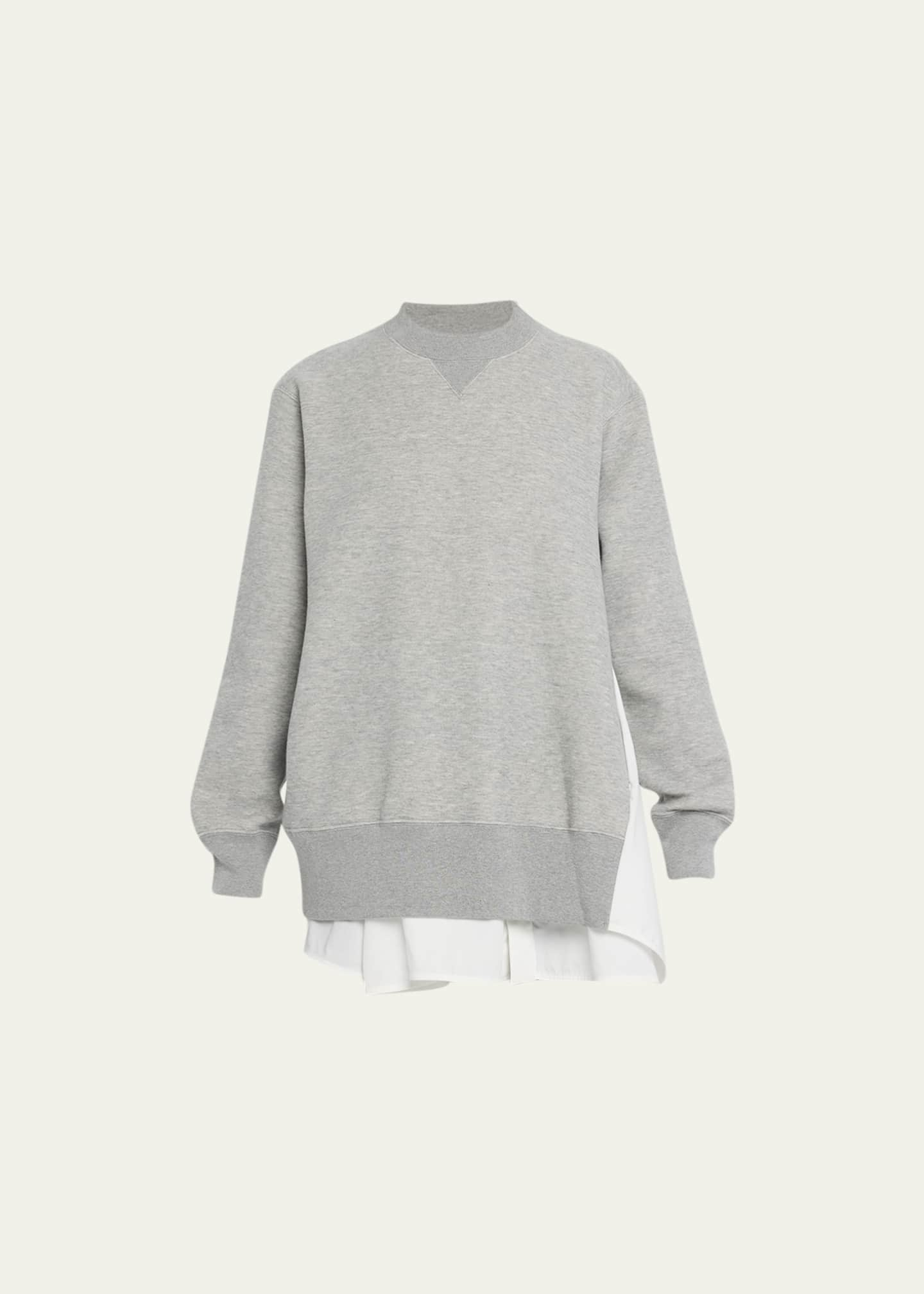 SACAI Sponge Sweat Pullover with Poplin Hem