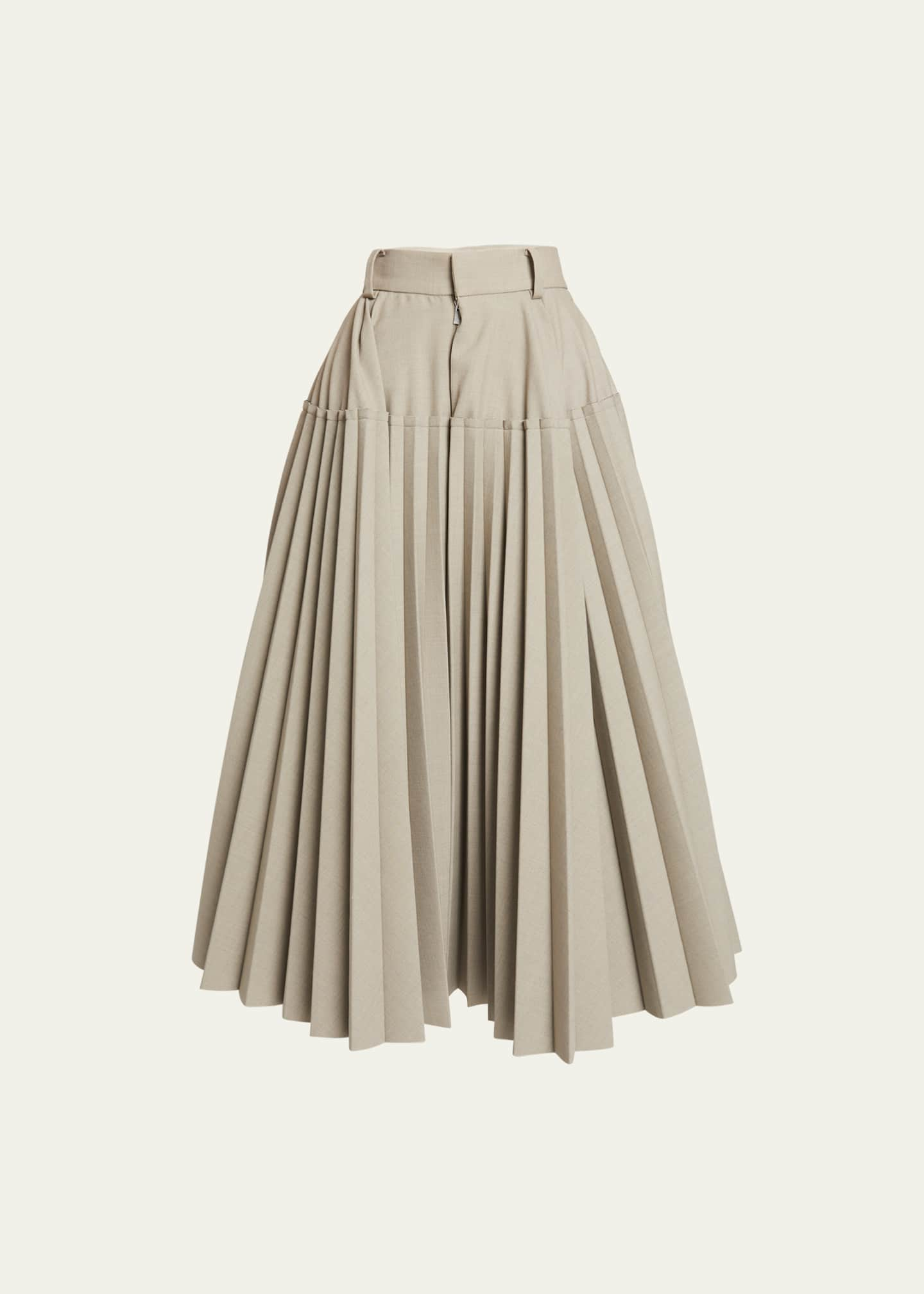 SACAI Two-Tone Pleated Suiting Midi Skirt - Bergdorf Goodman