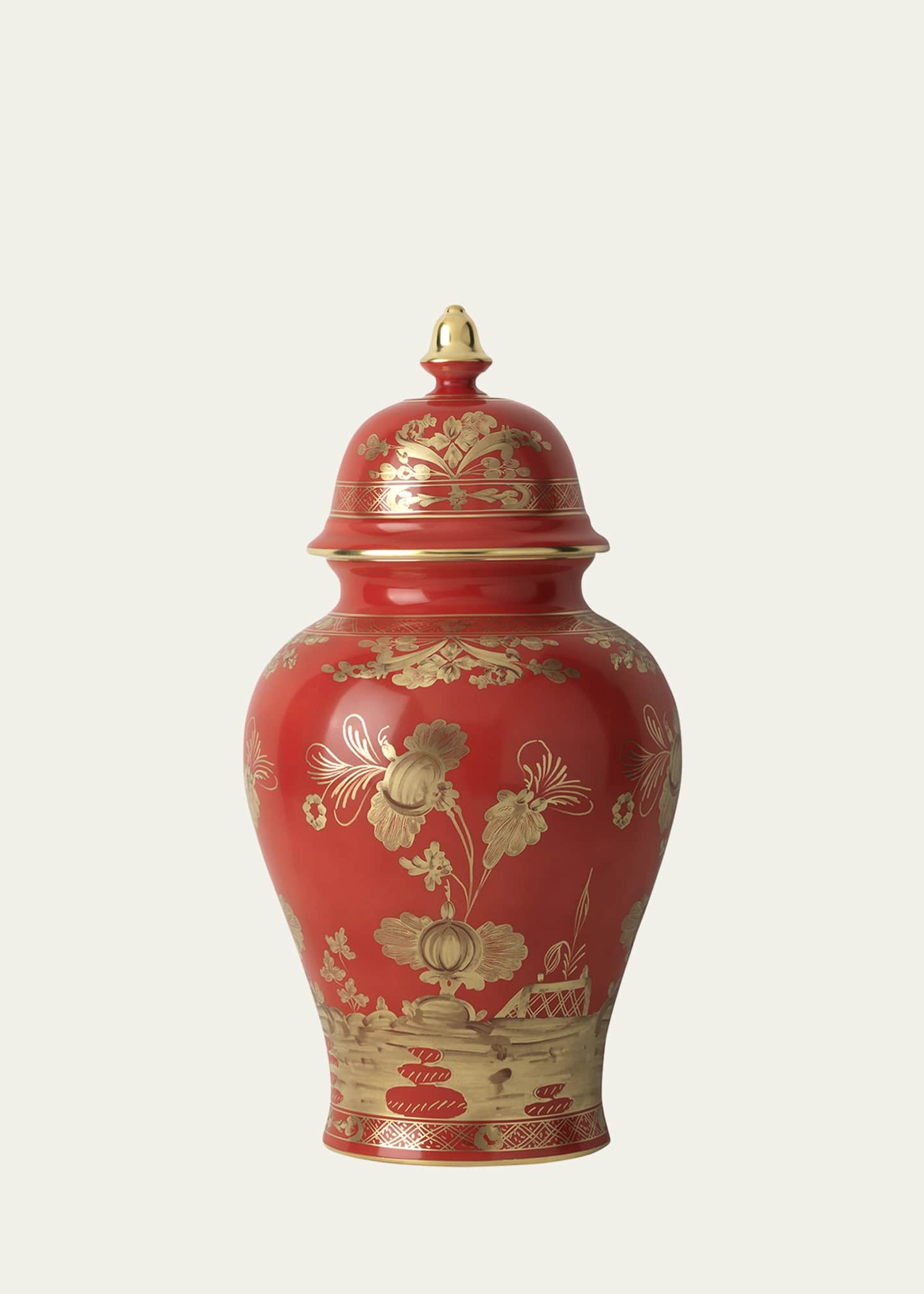 GINORI 1735 Red Oriente Italiano Potiche Lidded Vase