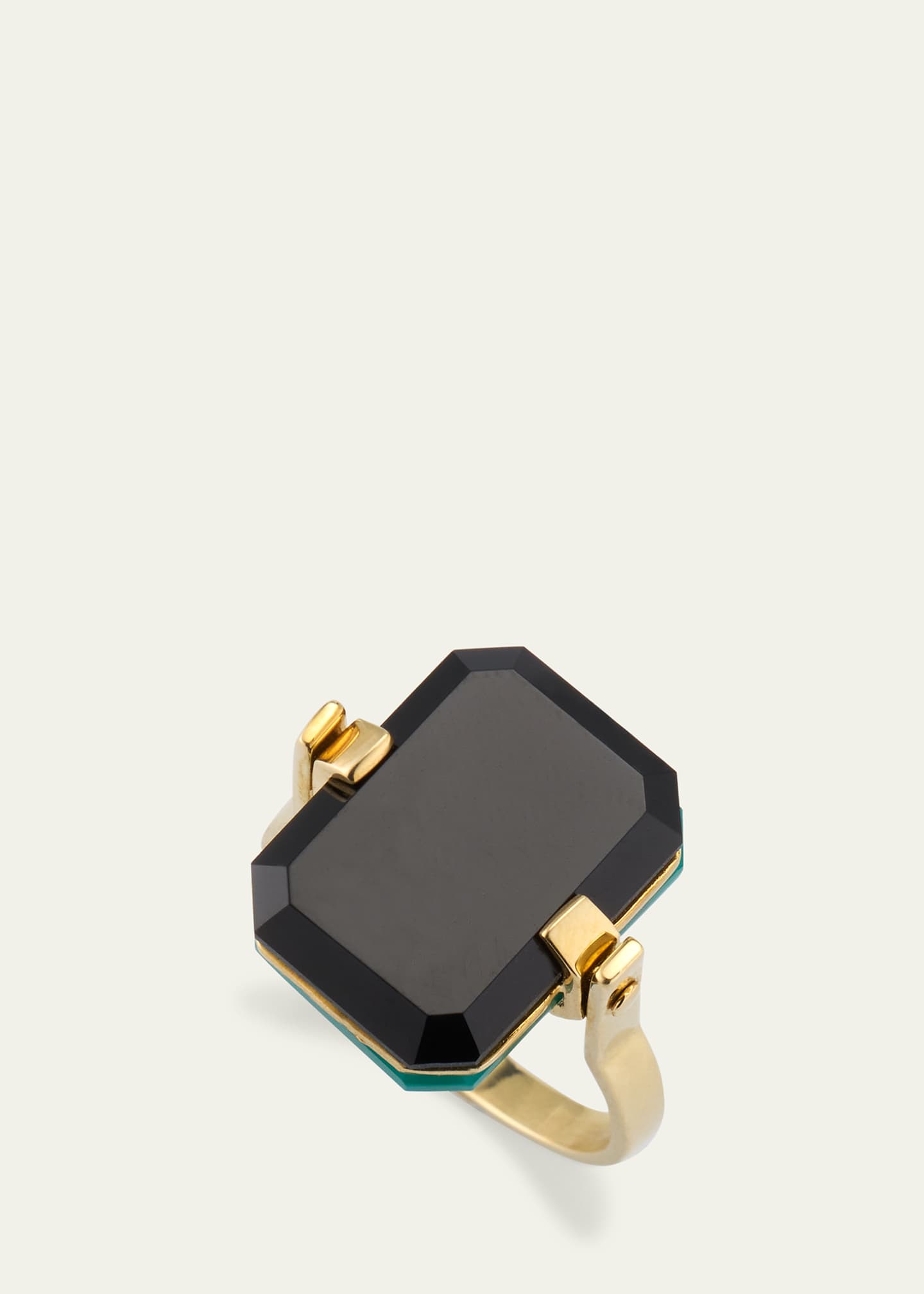Aliita Deco Sandwich Turning Black and Green Agate Ring Image 3 of 5