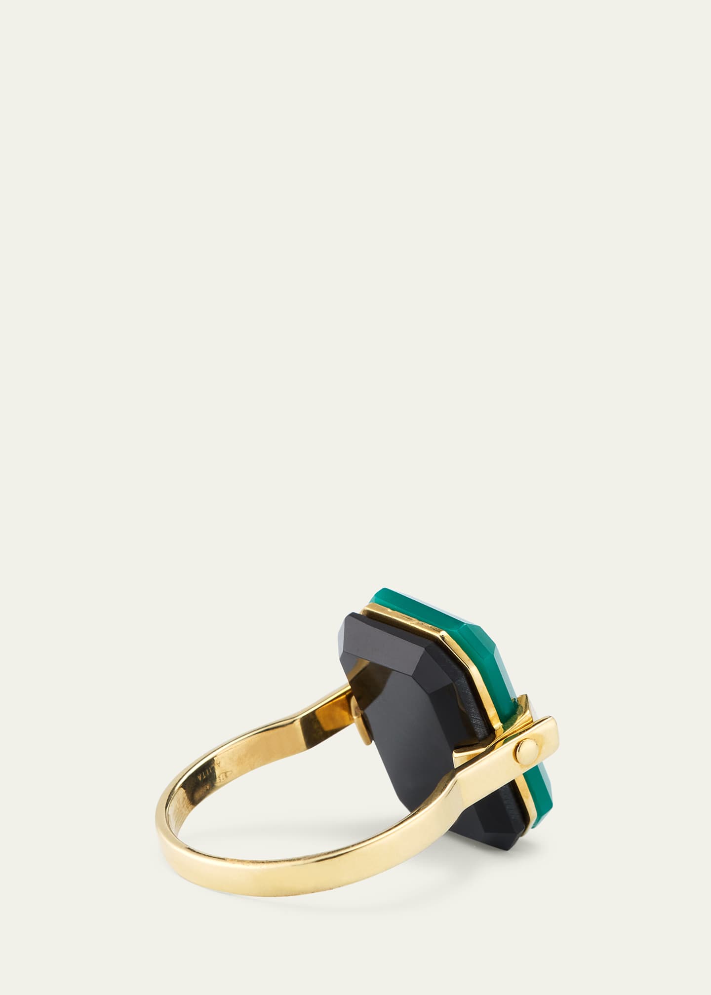 Aliita Deco Sandwich Turning Black and Green Agate Ring Image 4 of 5
