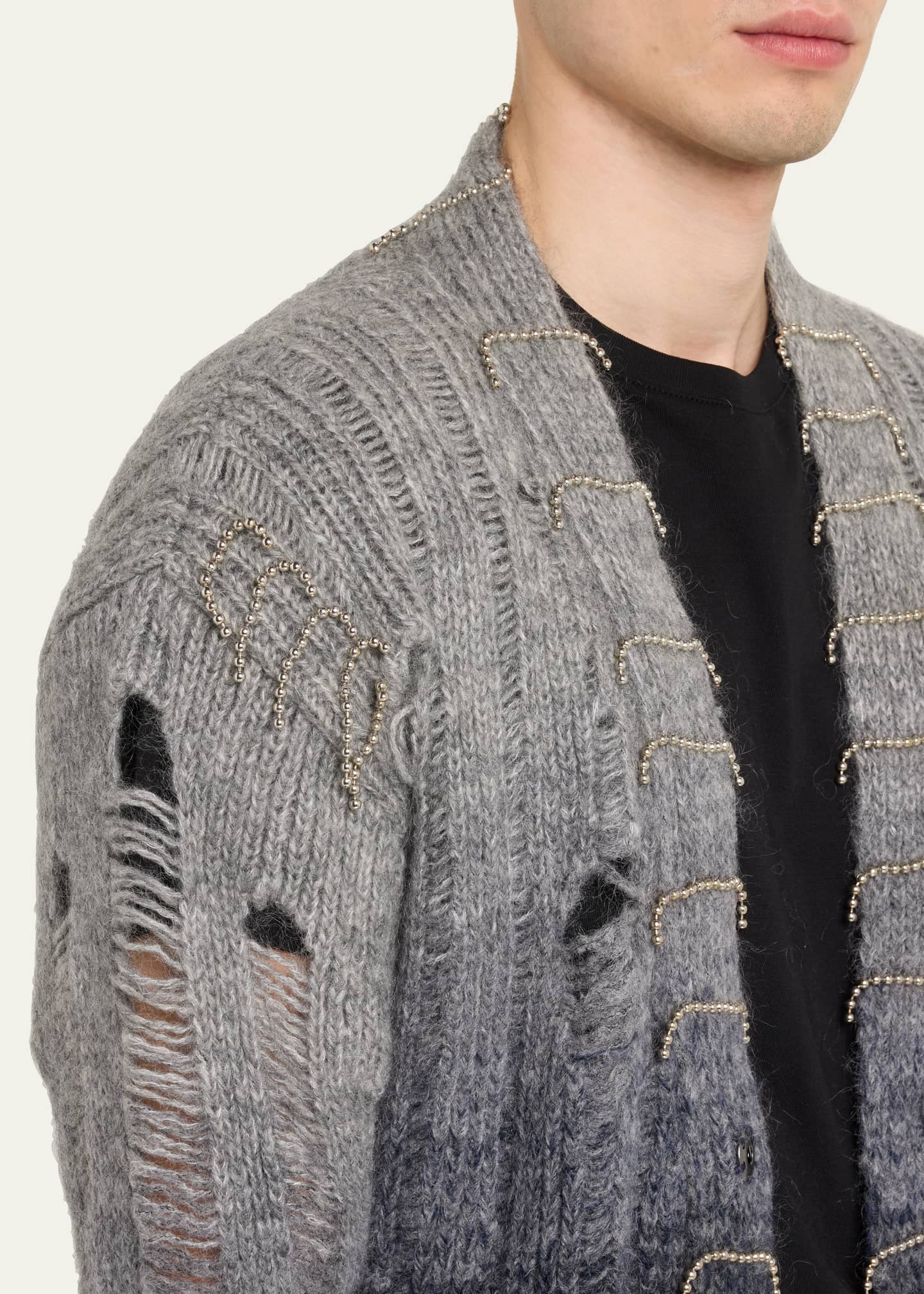 Off White Men s Degrade Distressed Cardigan Bergdorf Goodman