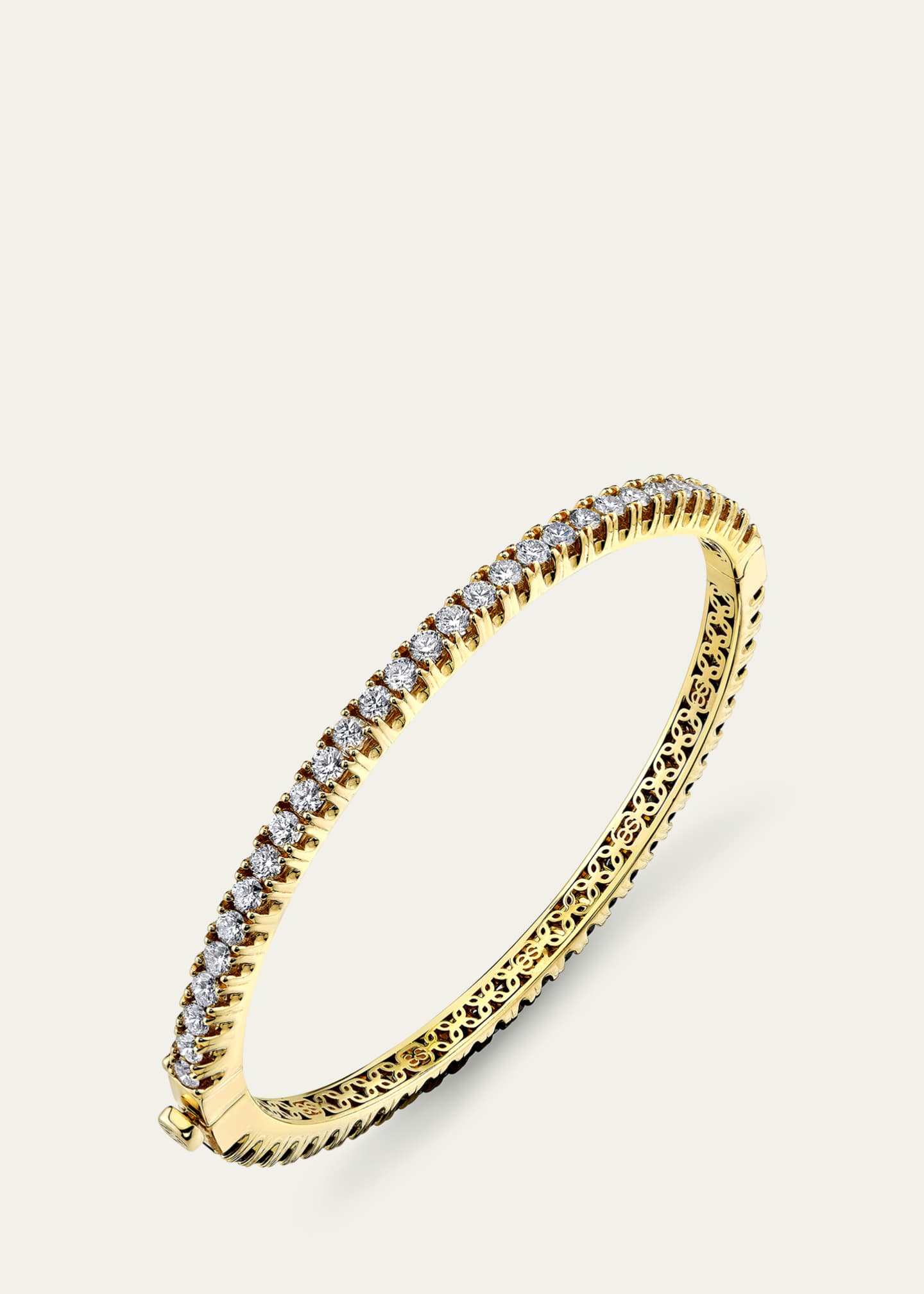Sydney Evan 14K Yellow Gold Large Double Sided Pave Diamond Bangle