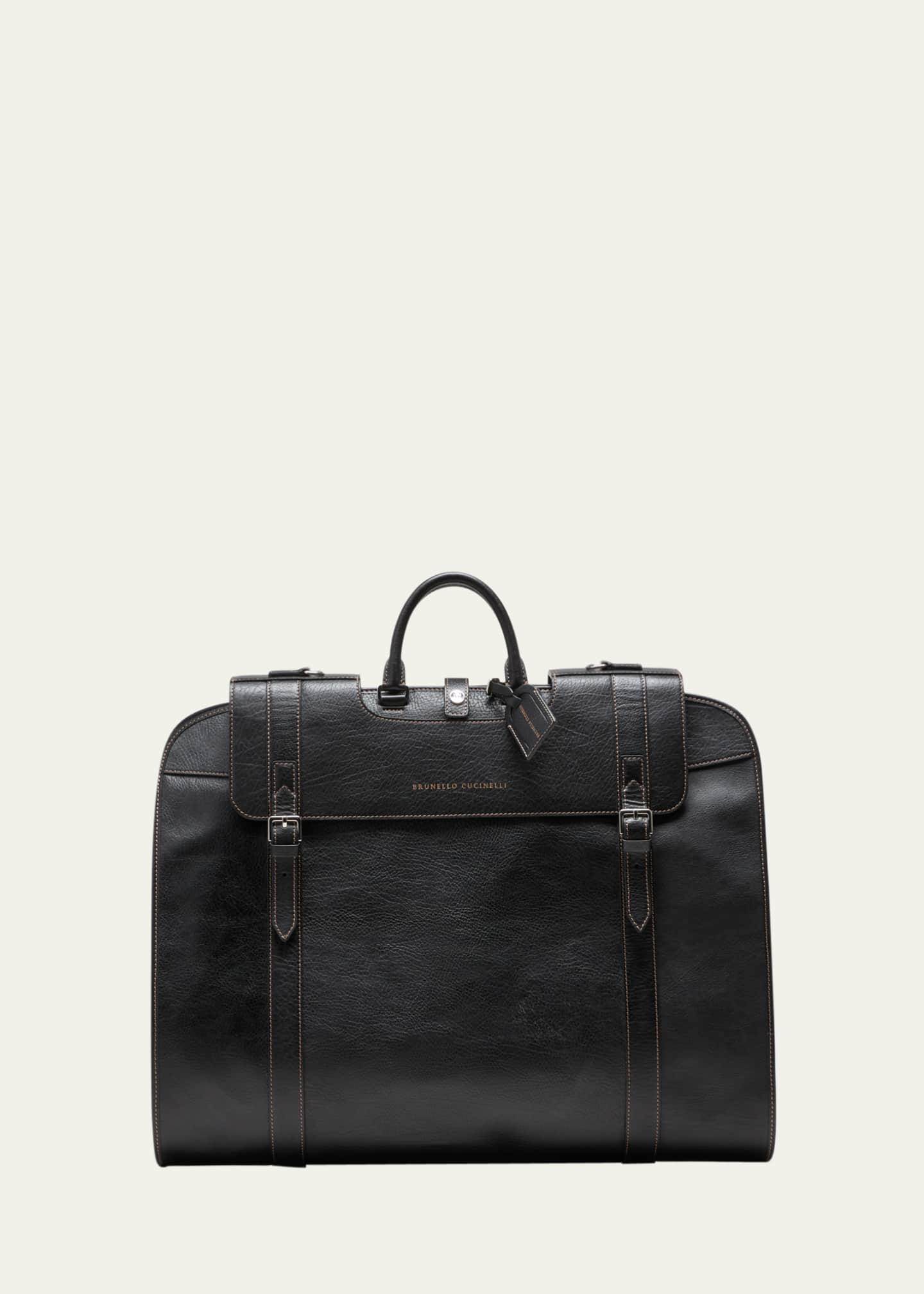 Black leather garment bag 2025