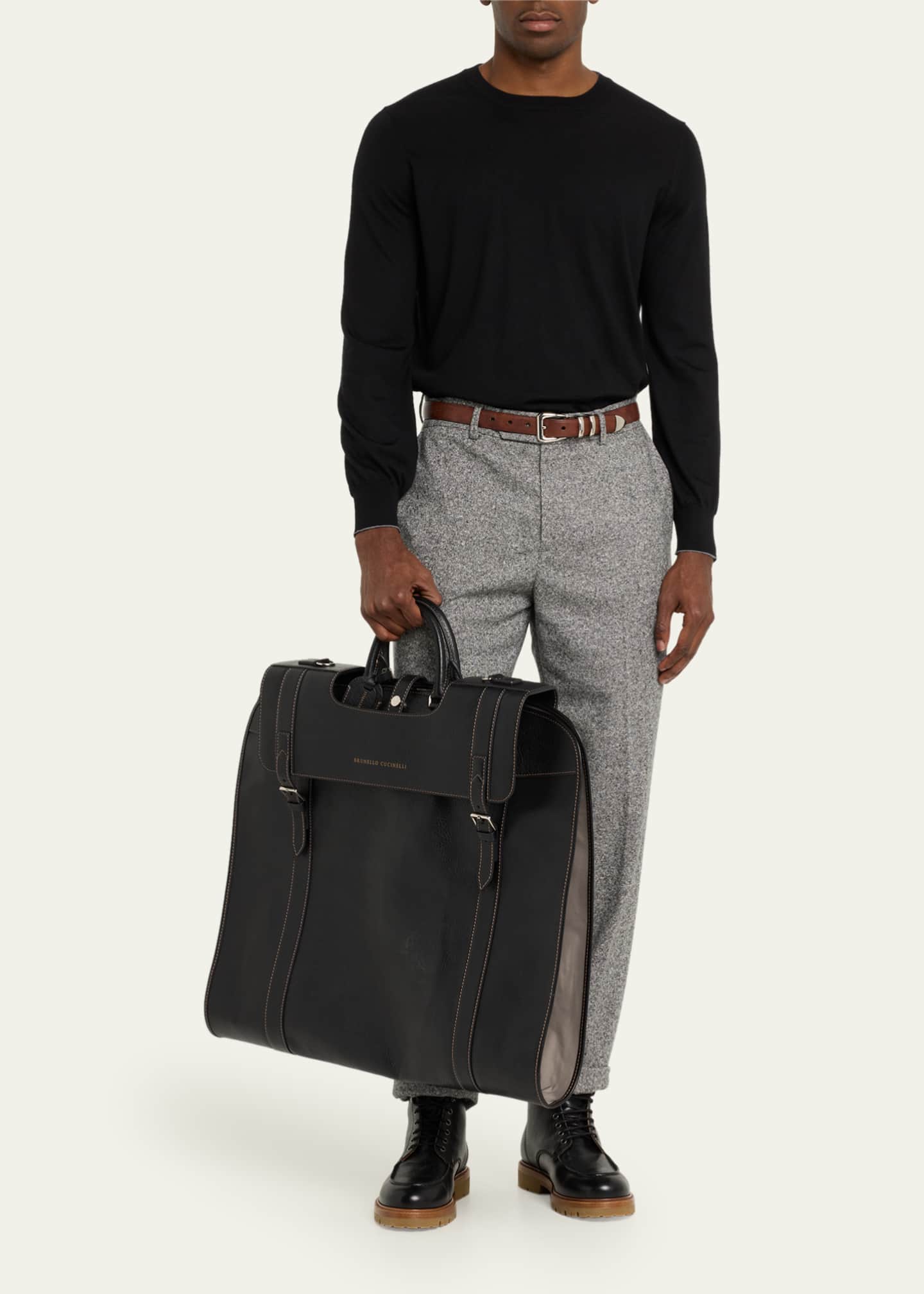 Leather garment bag mens top