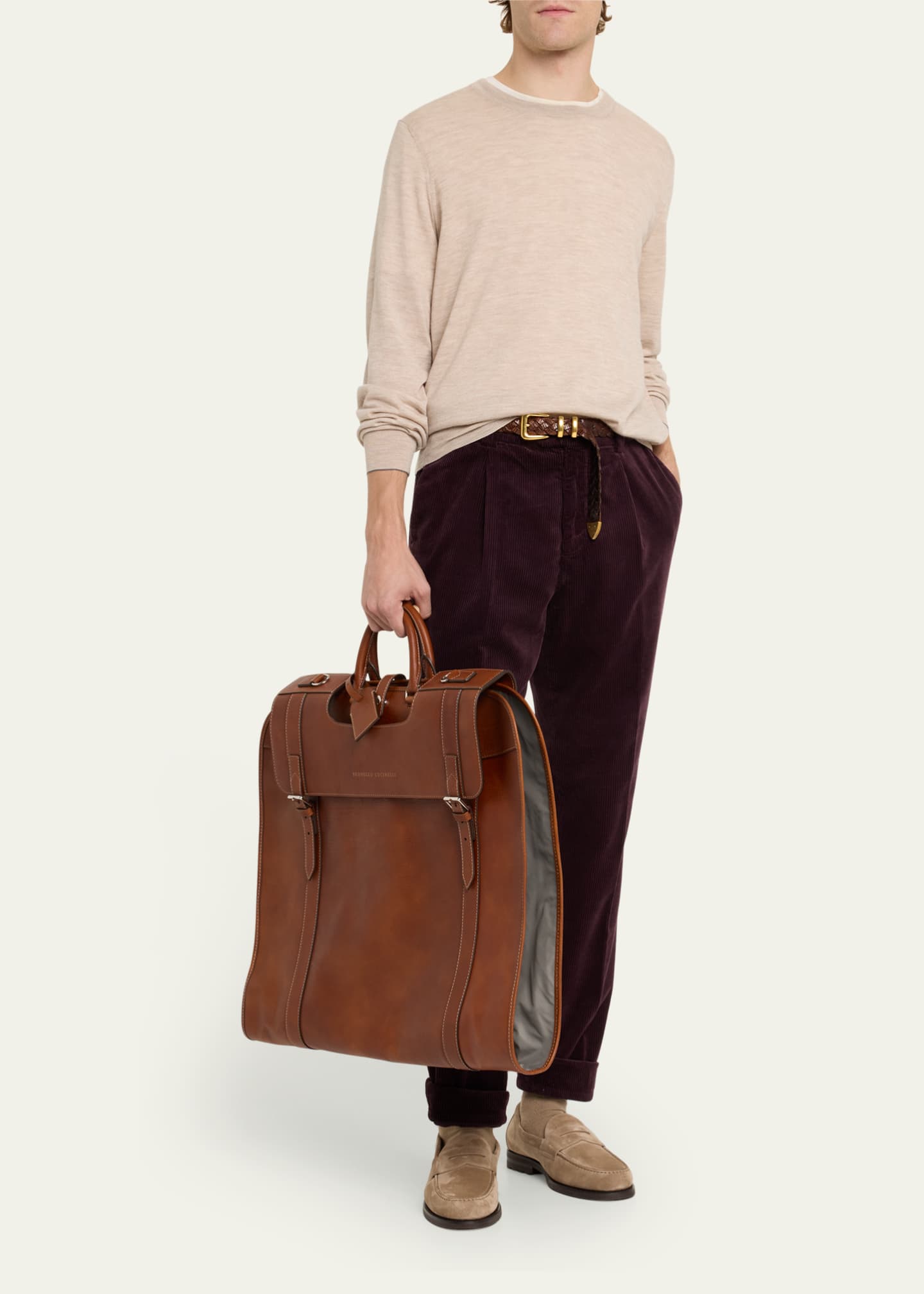 Brunello Cucinelli Men s Leather Garment Bag Bergdorf Goodman