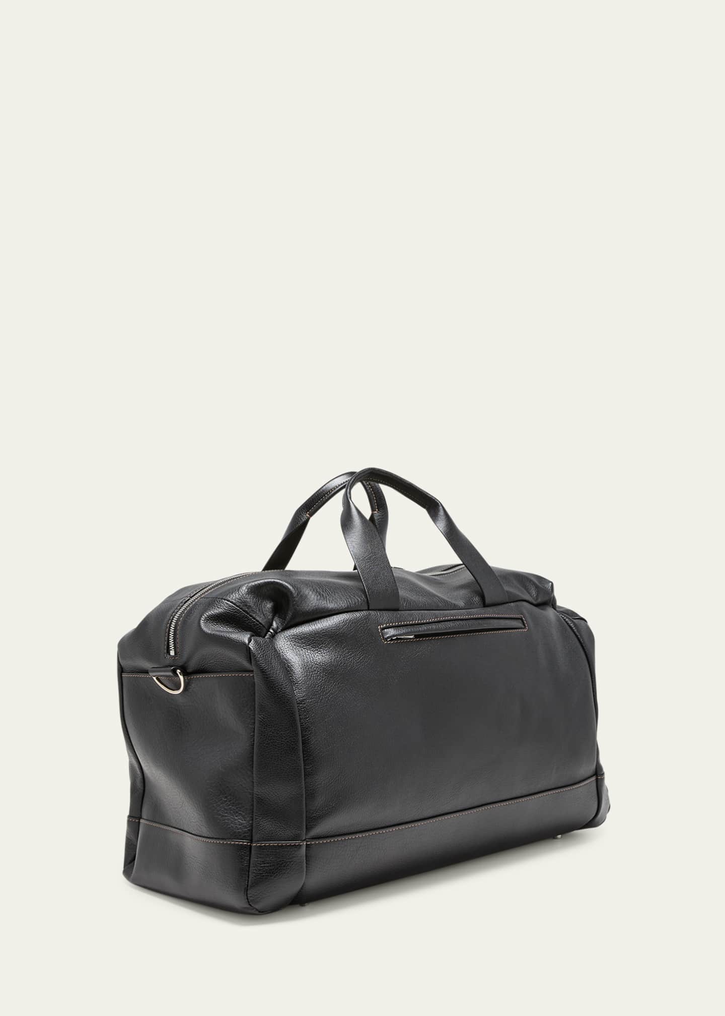 Brunello Cucinelli Men's Grained Calfskin Travel Duffel Bag Image 3 of 5