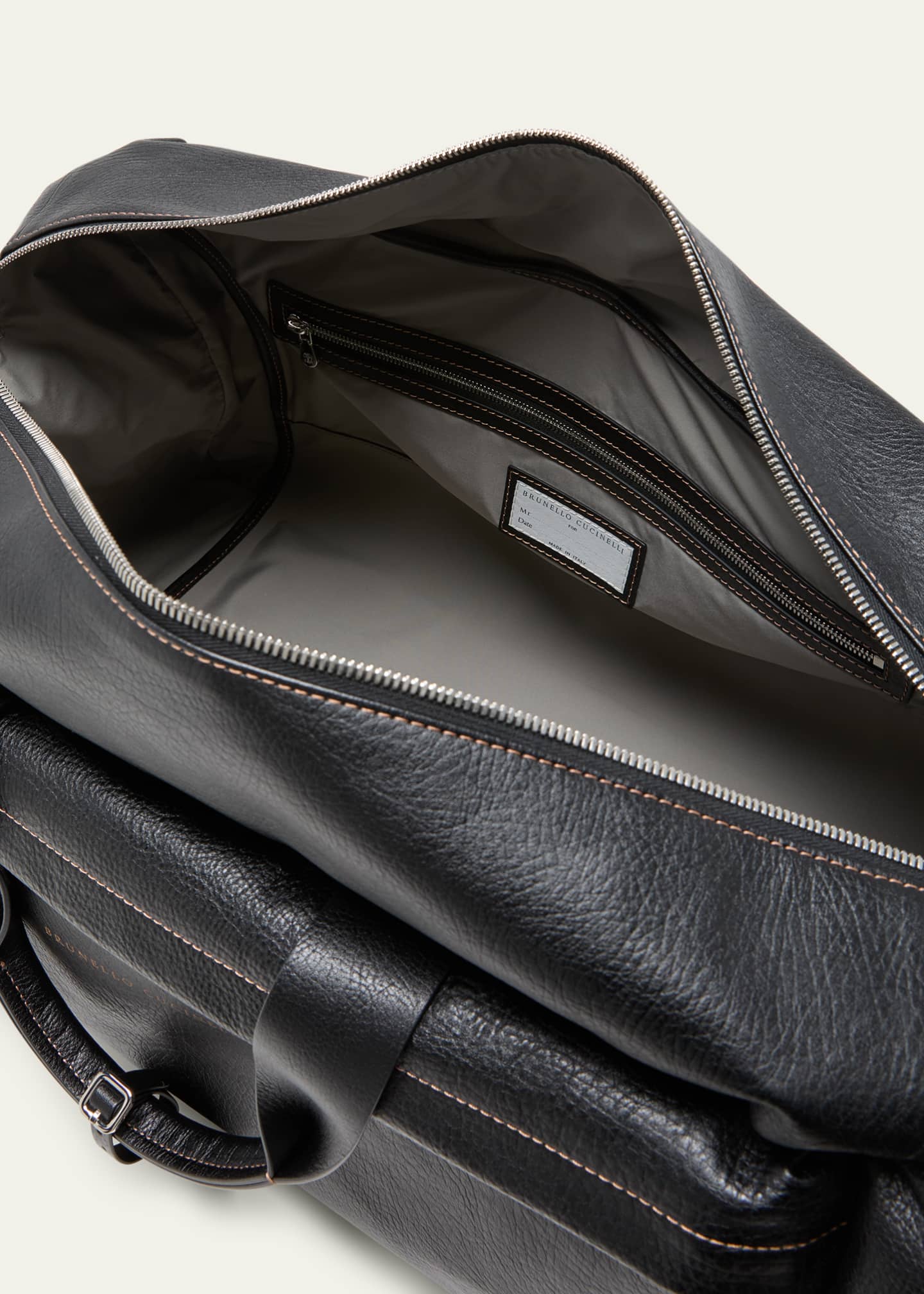 Brunello Cucinelli Men's Grained Calfskin Travel Duffel Bag Image 4 of 5