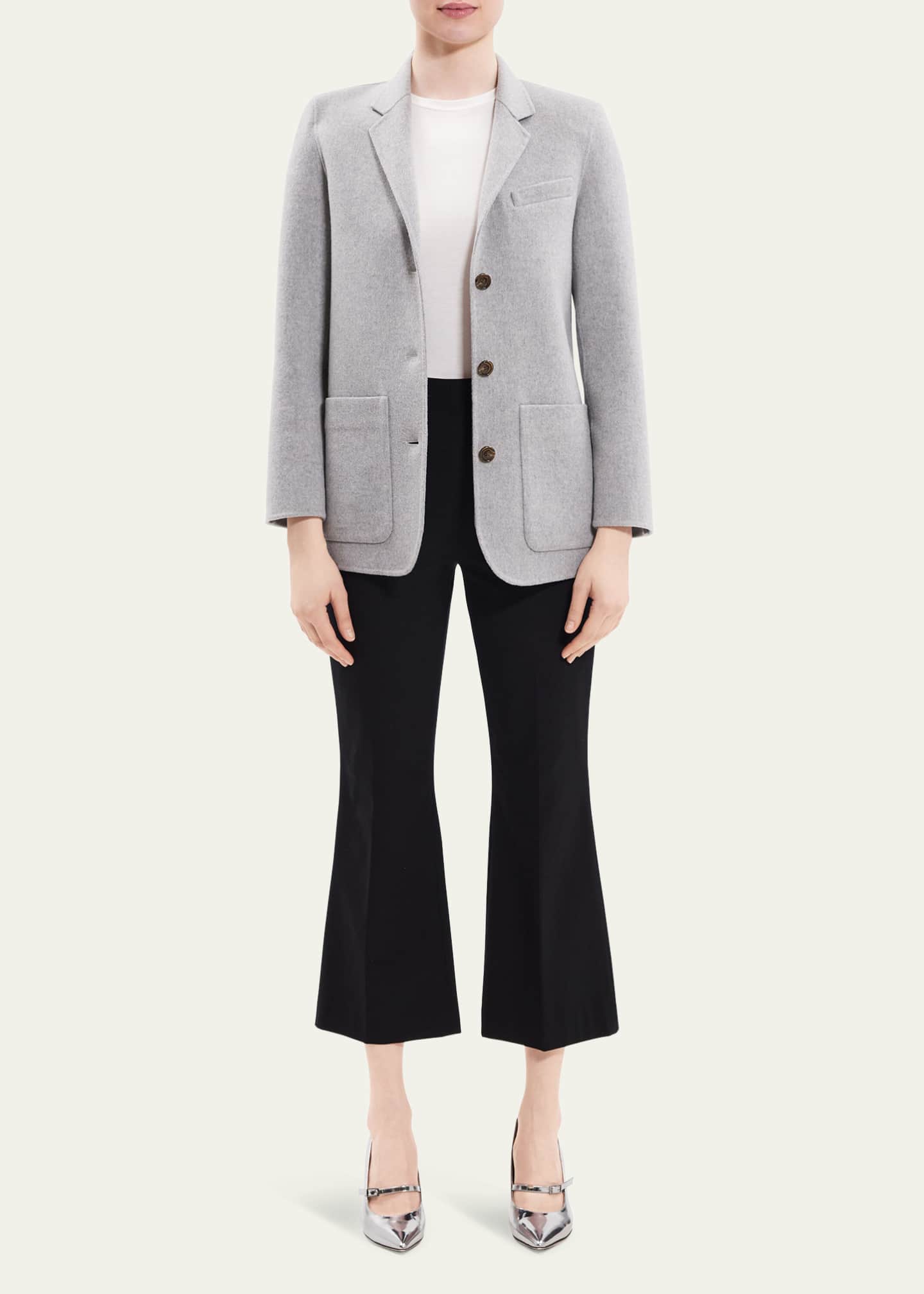 Theory Women's Wool-Blend Elbow Patch Blazer - Melange Grey - Size 2