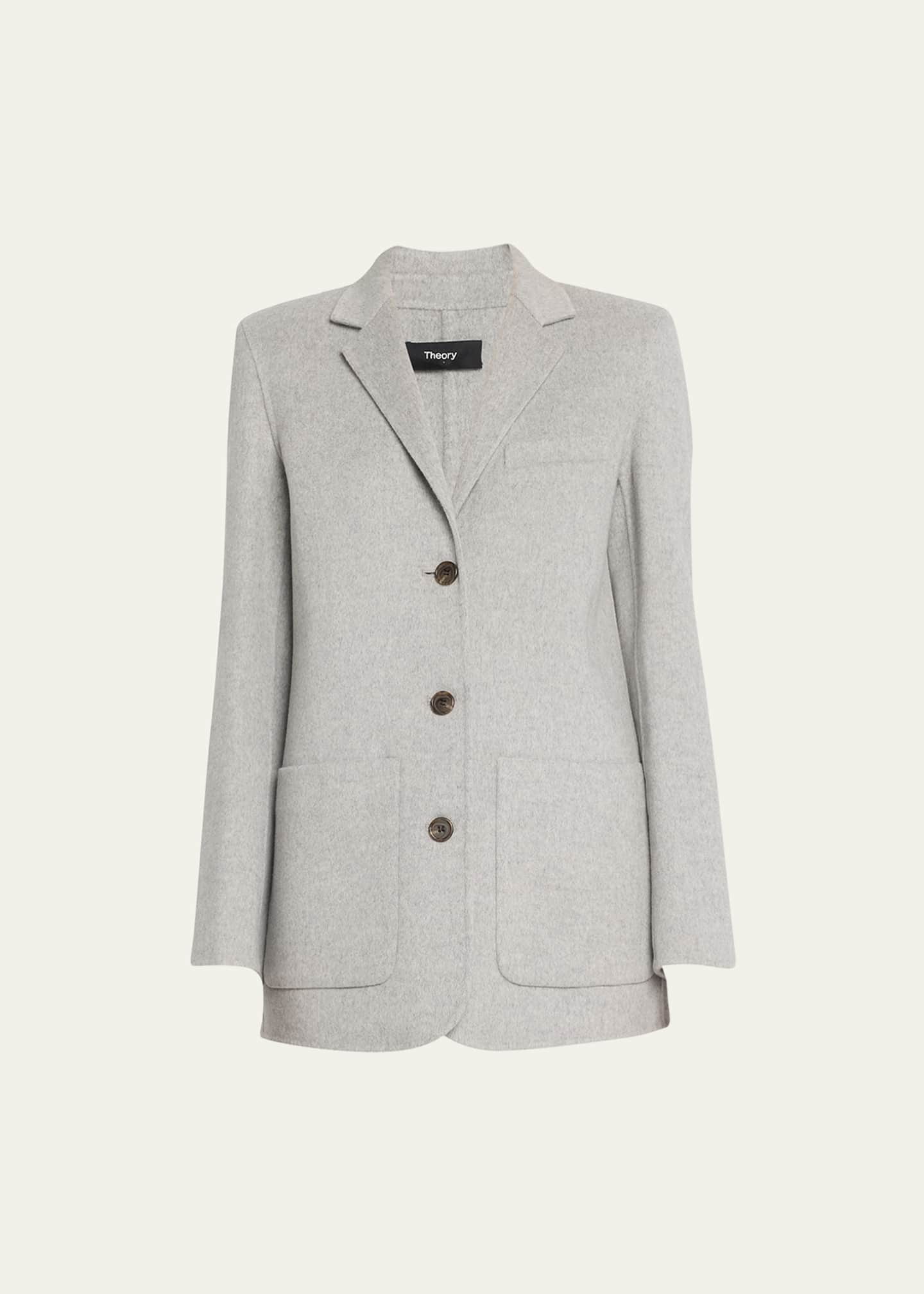 Theory Women's Wool-Blend Elbow Patch Blazer - Melange Grey - Size 2