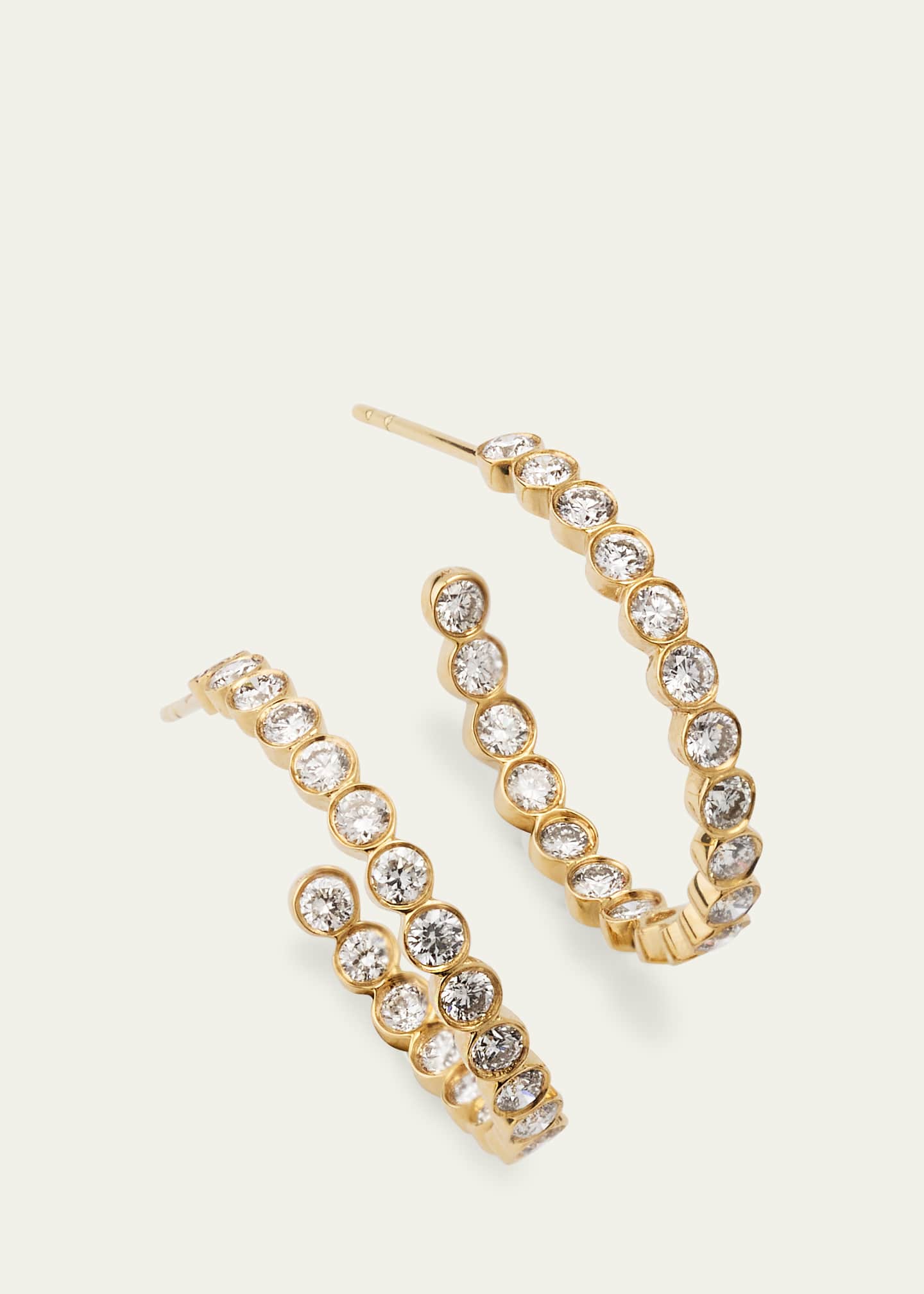Sydney Evan 14K Yellow Gold Diamond Bezel Hoop Earrings Bergdorf Goodman