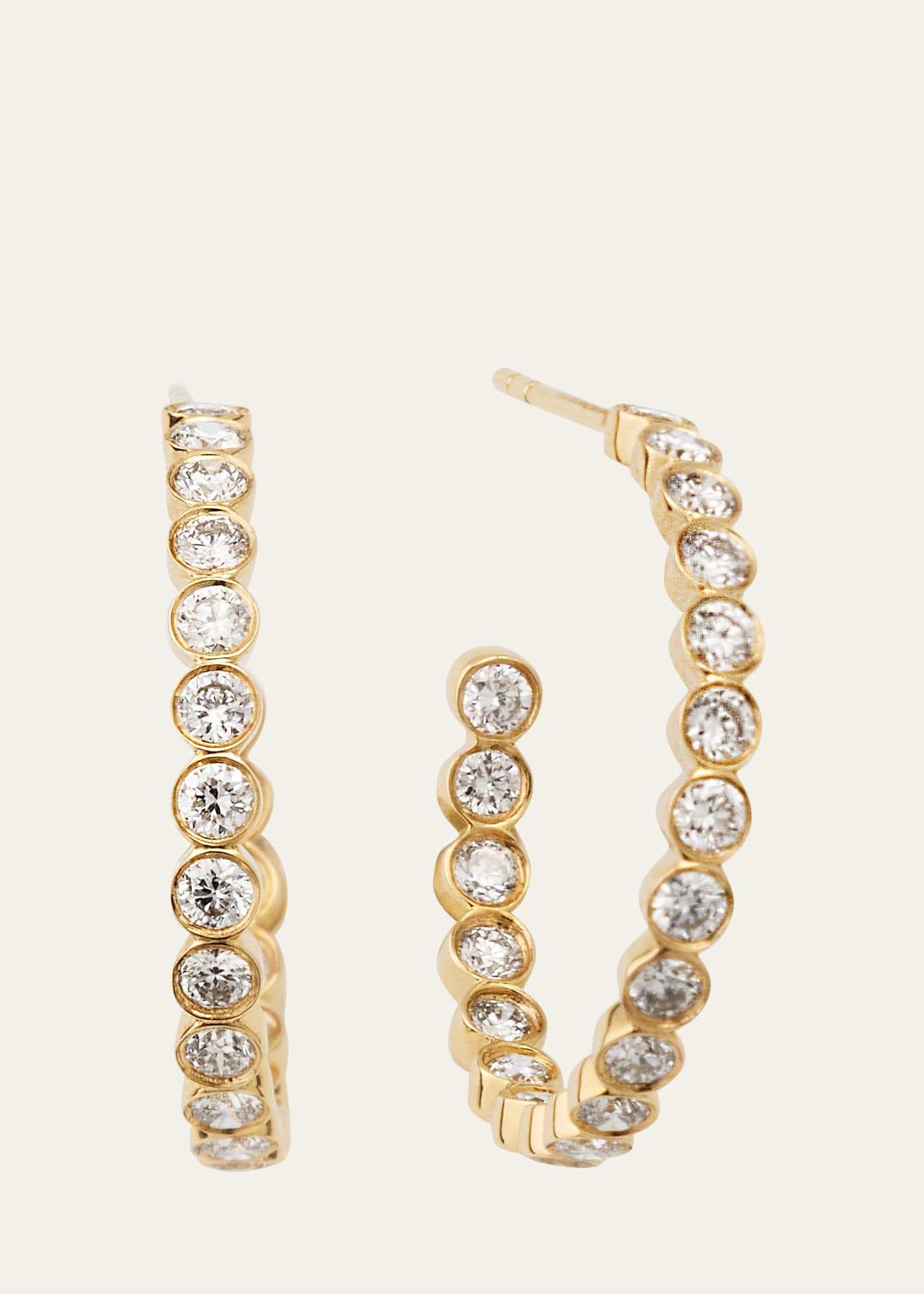Sydney Evan 14K Yellow Gold Diamond Bezel Hoop Earrings Bergdorf Goodman