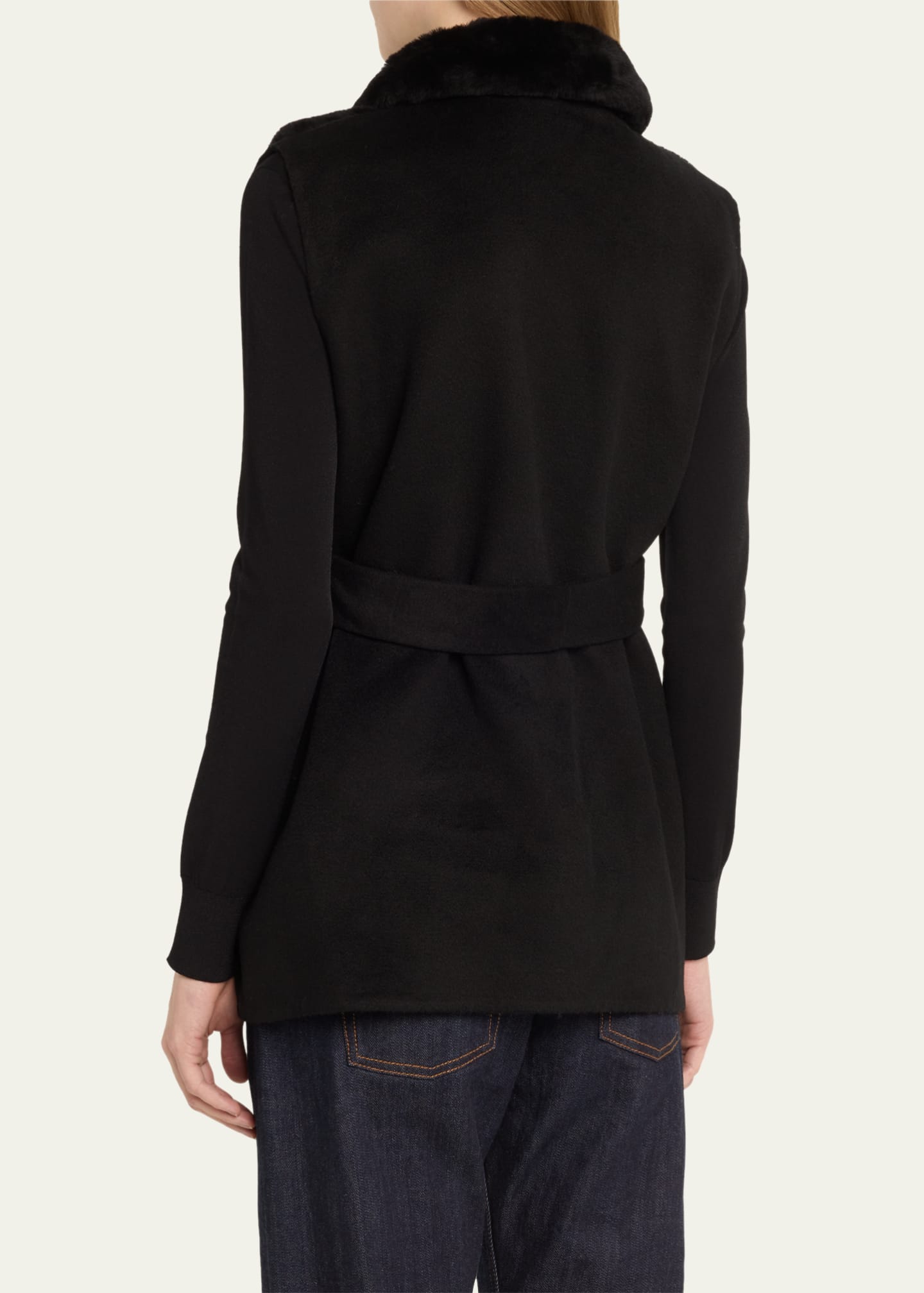 Gorski Reversible Shearling Vest with Belt Image 3 of 5