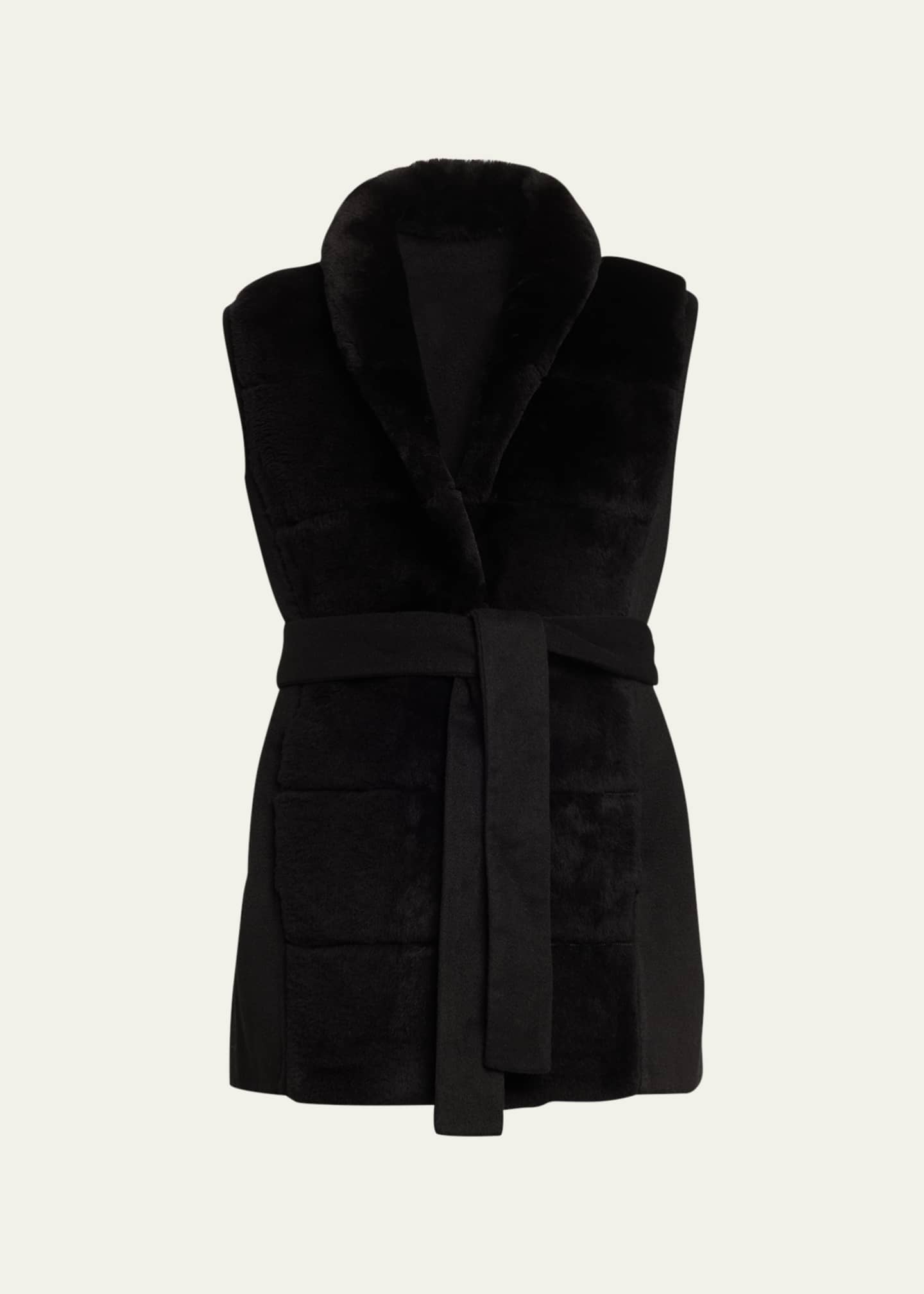 Gorski Reversible Shearling Vest with Belt Image 1 of 5