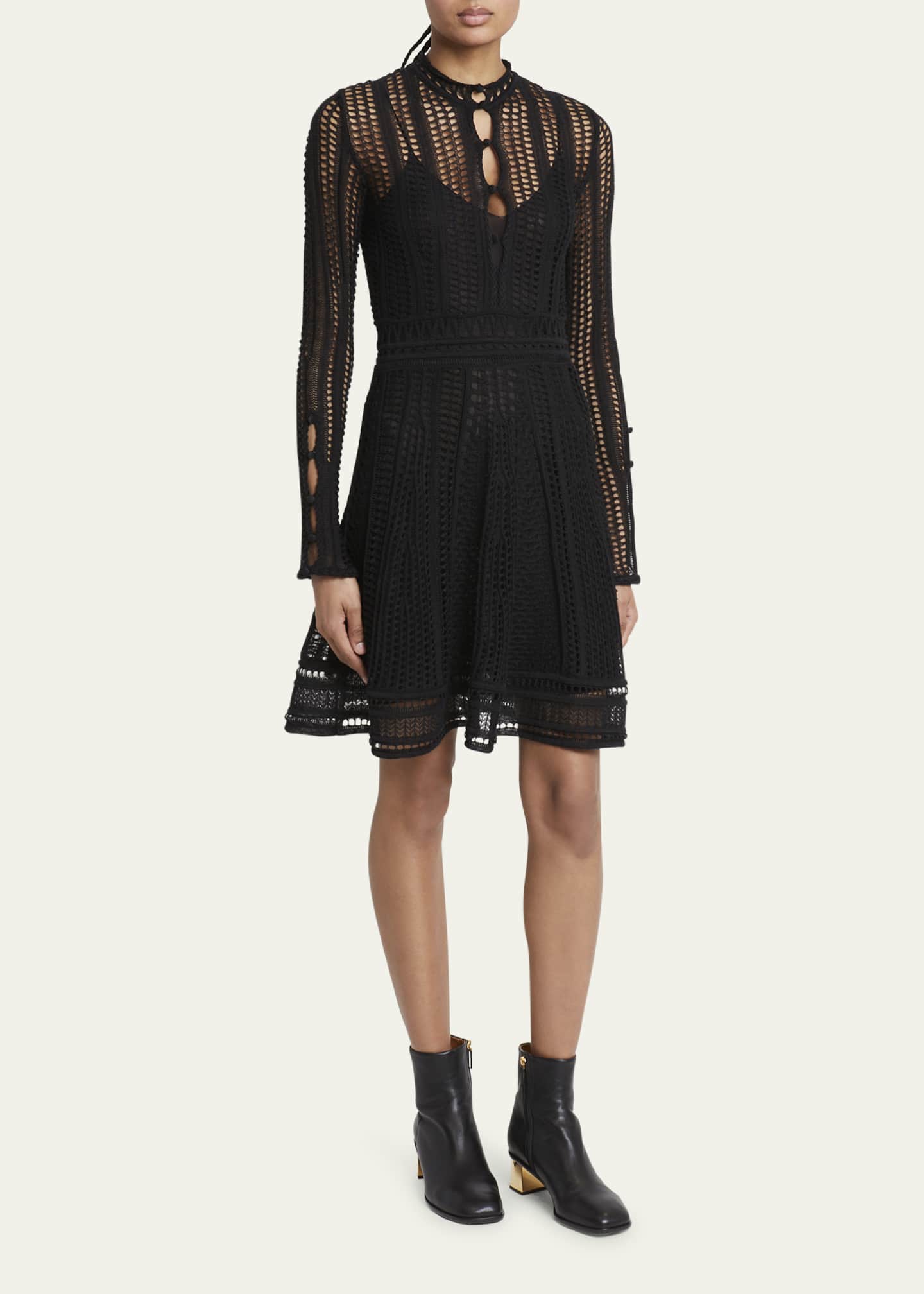 Chloe Silk Lace Knit Mini Dress - Bergdorf Goodman