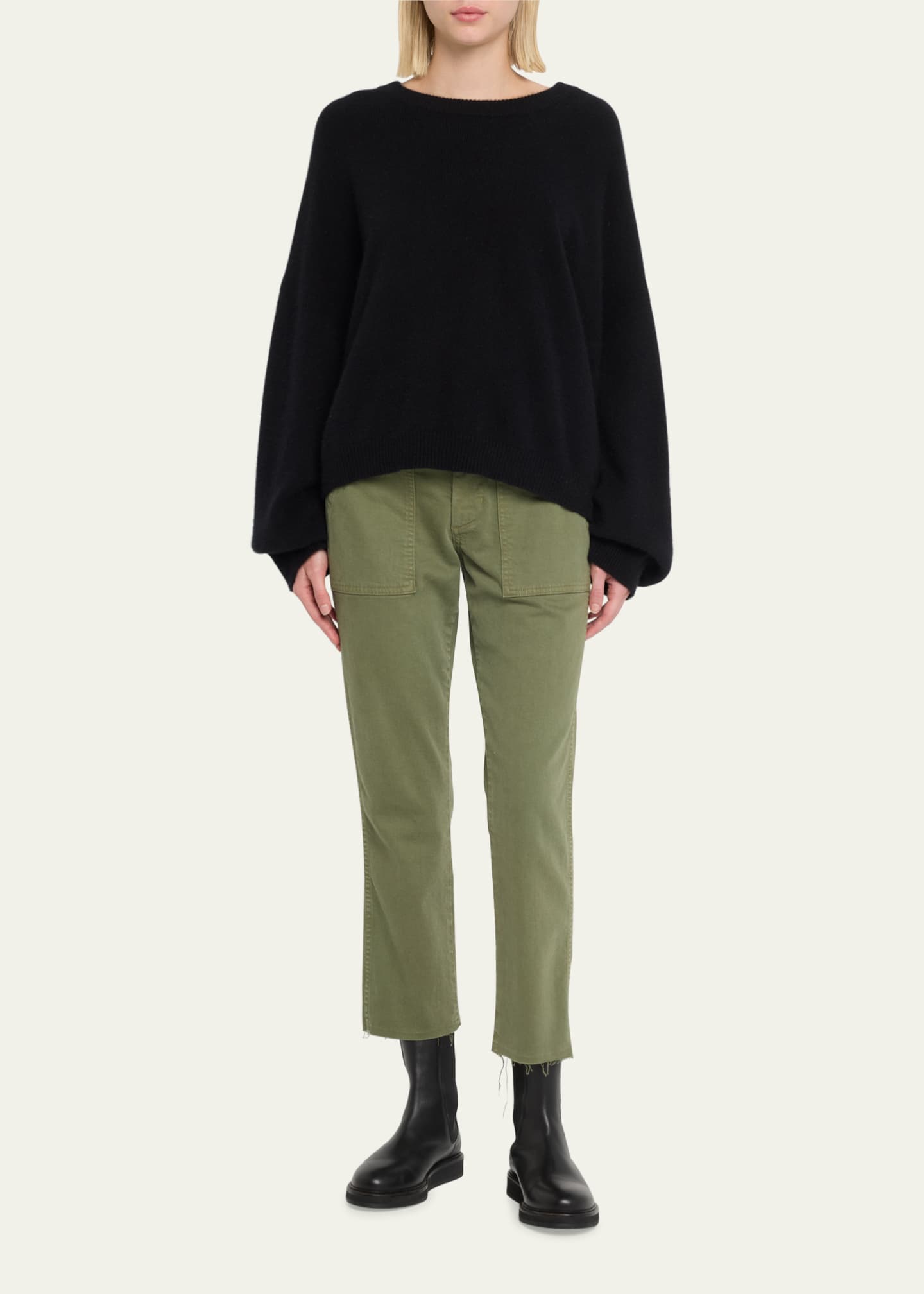 AMO Denim Easy Straight Cropped Army Trousers Image 2 of 5