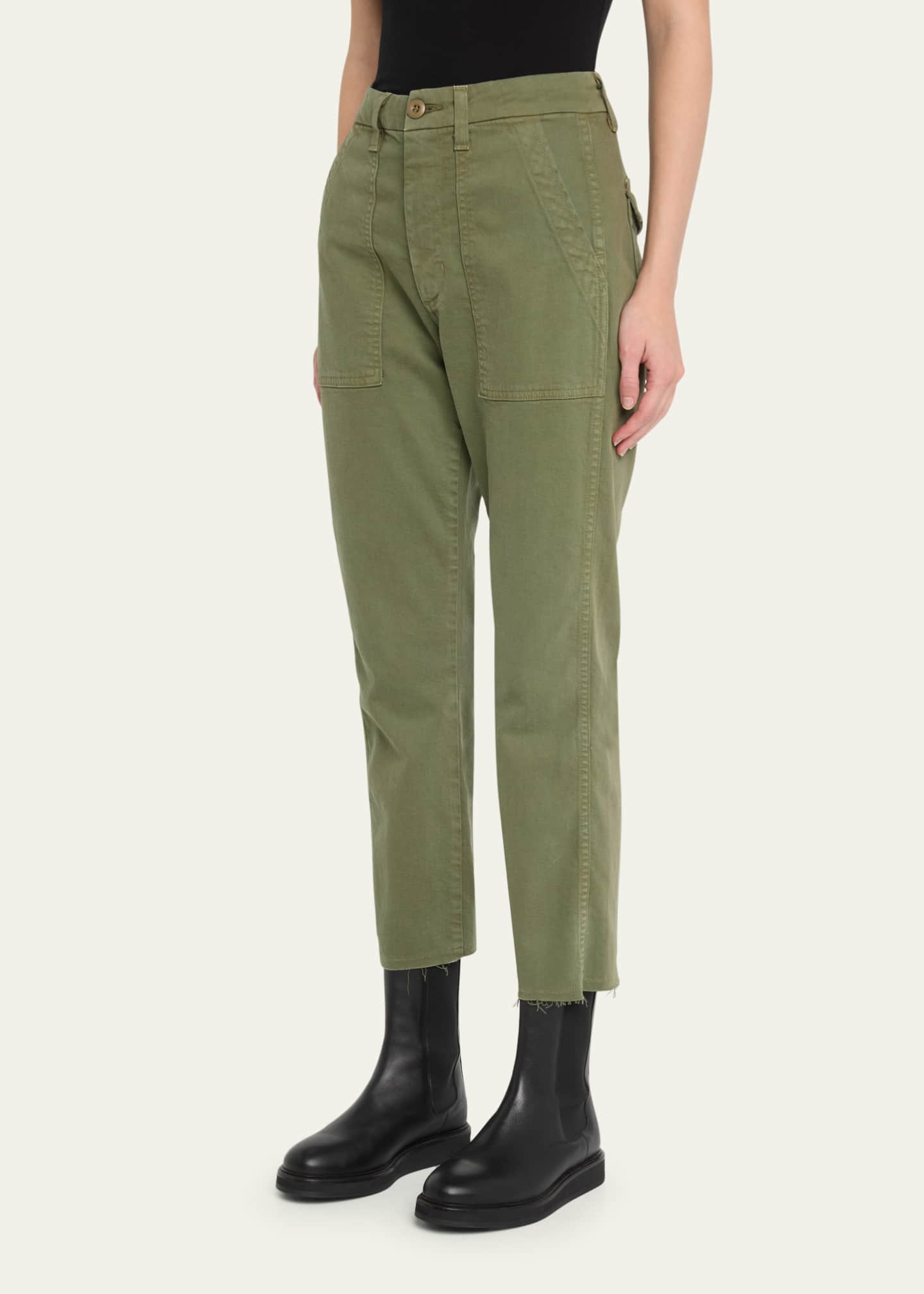 AMO Denim Easy Straight Cropped Army Trousers Image 4 of 5