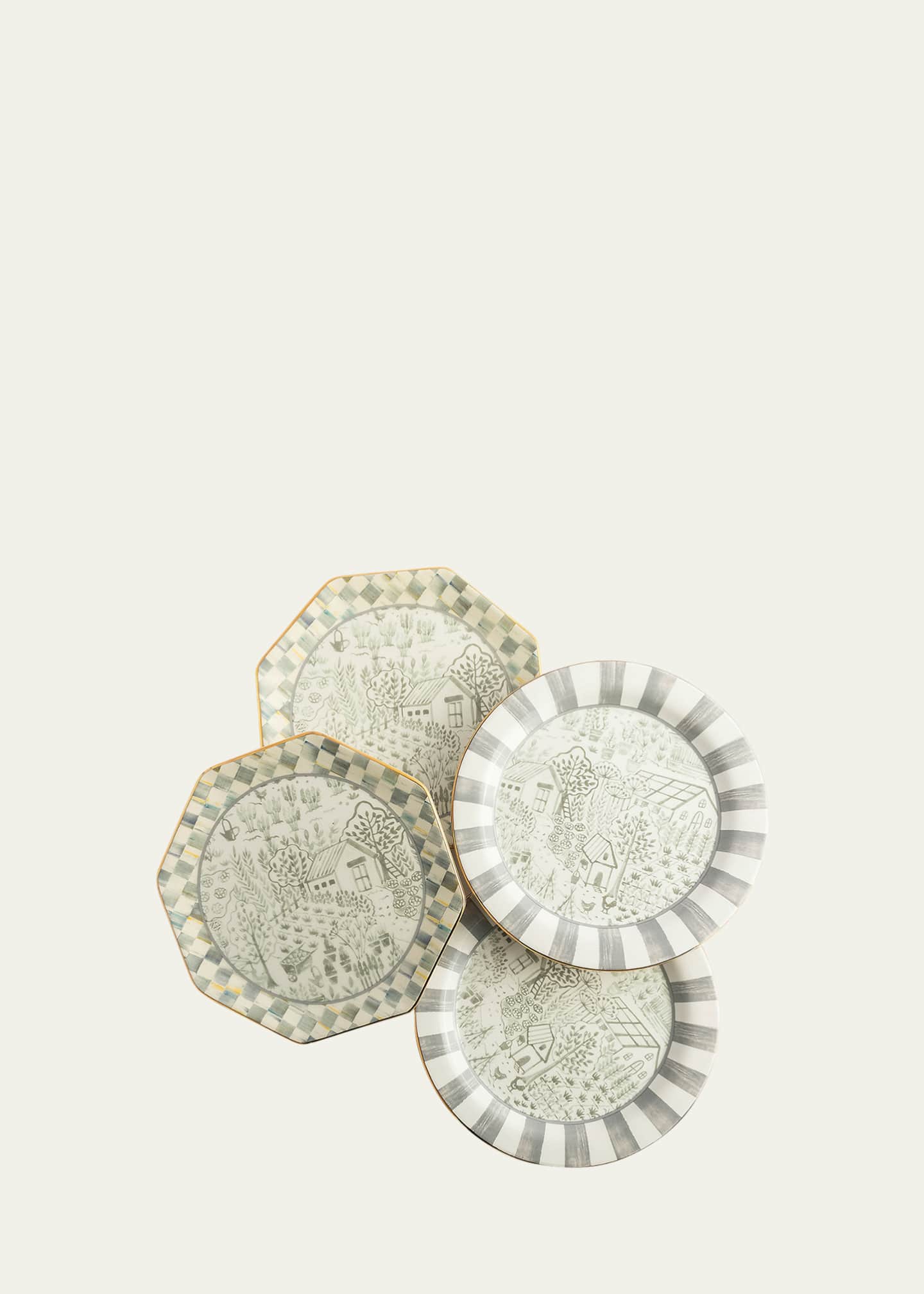 MacKenzie-Childs Sterling Cottage Dessert Plates, Set of 4 Image 2 of 2