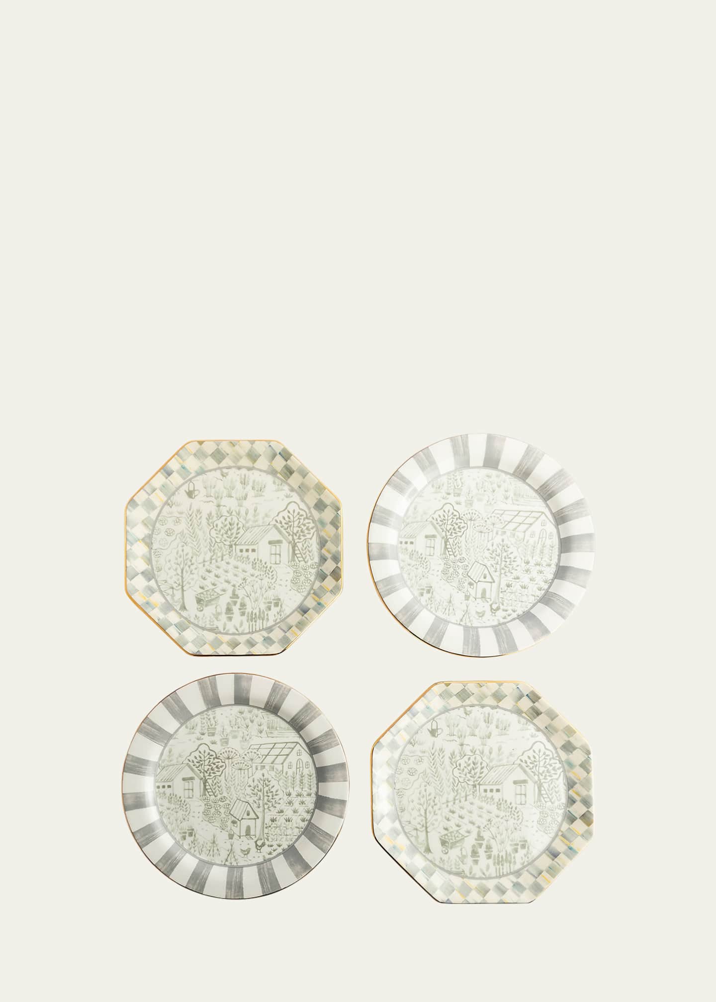 MacKenzie-Childs Sterling Cottage Dessert Plates, Set of 4 Image 1 of 2