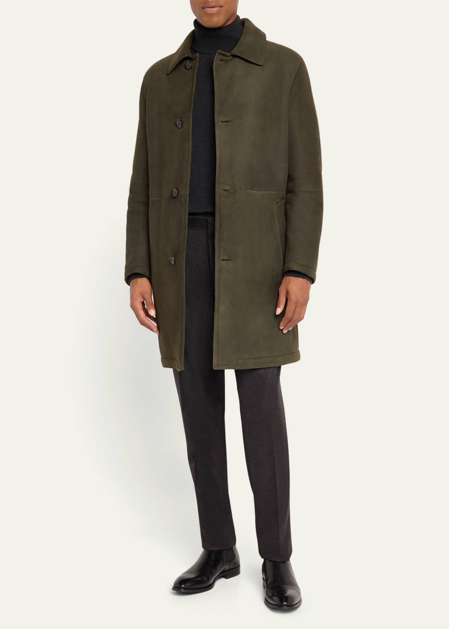 Brioni Men's Leather Overcoat Image 2 of 5