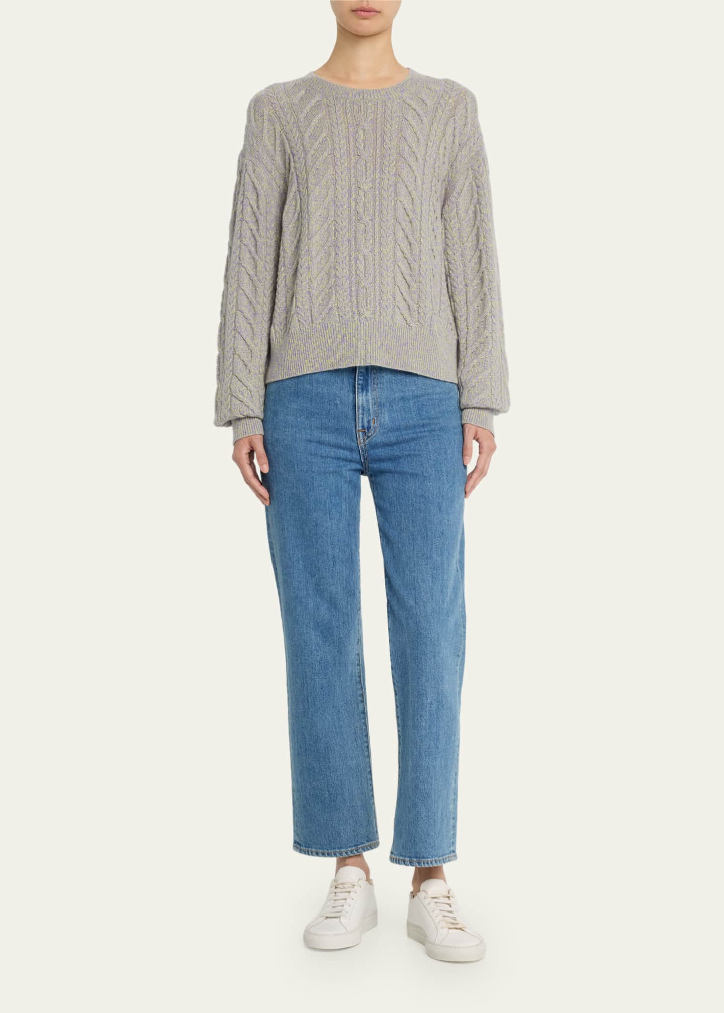 Guest in Residence Cashmere Marled Cable-Knit Sweater - Bergdorf Goodman