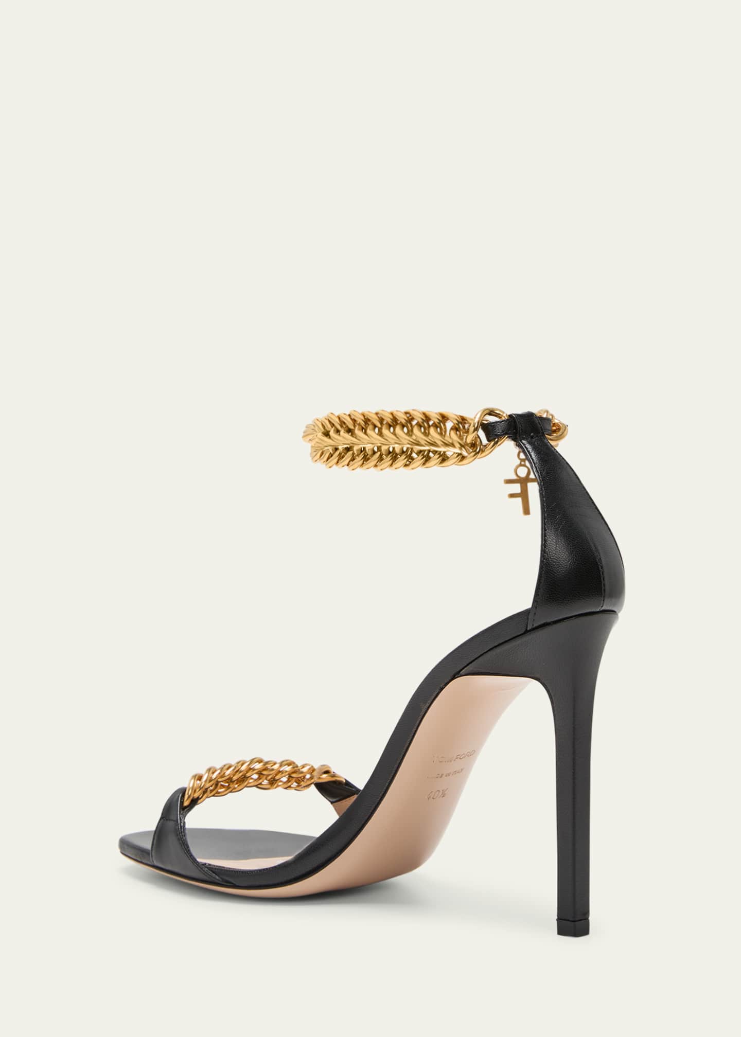 TOM FORD Leather Chain Ankle Strap Stiletto Sandals Bergdorf Goodman