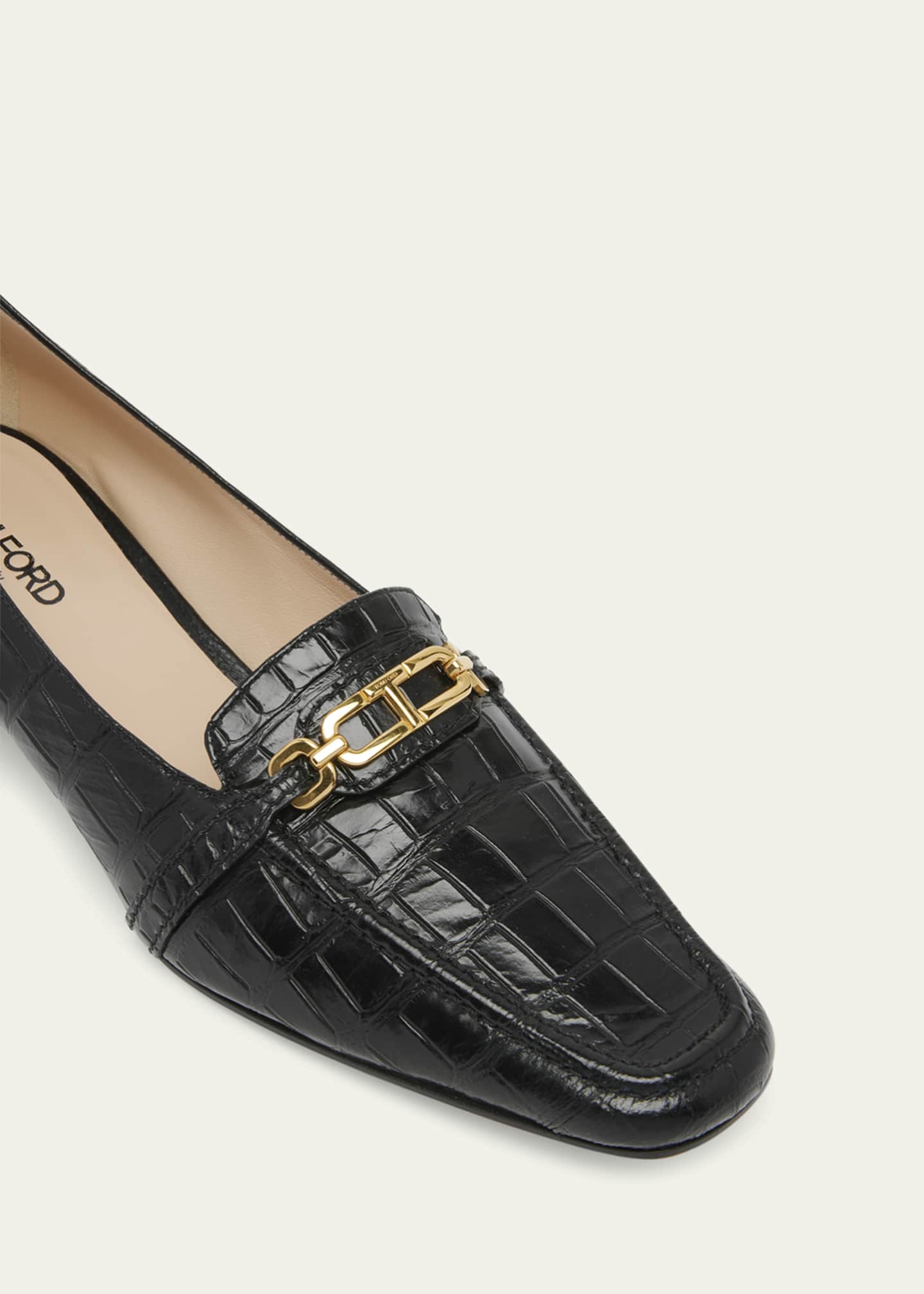 TOM FORD Whitney Crocodile Embossed Leather Loafers