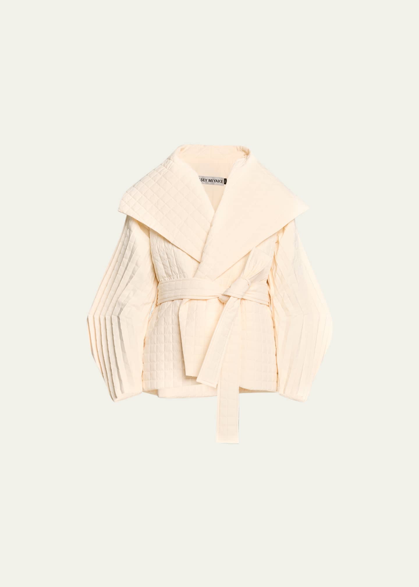 Issey Miyake Pleated Grid Belted Coat Bergdorf Goodman