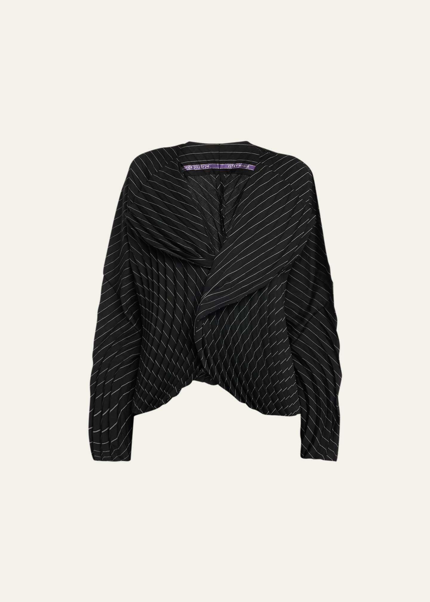 Issey Miyake Curved Pleats Stripe Shawl Cardigan - Bergdorf Goodman