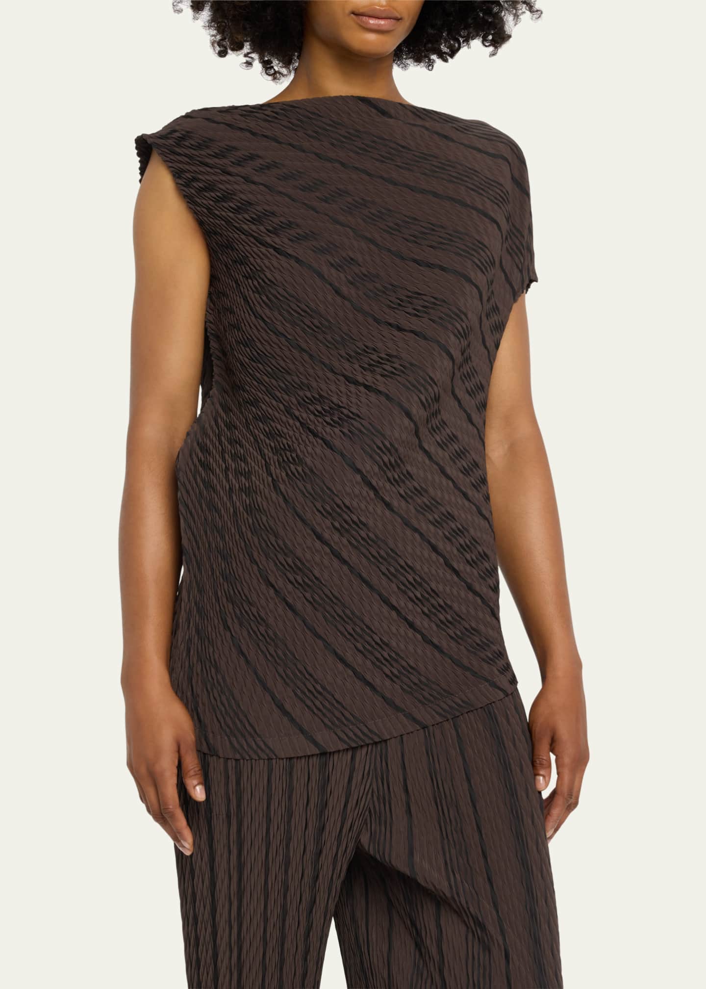 me ISSEY MIYAKE Rope Pattern Stretch Short sleeve T-shirt Tops cut MI41FK785 Orange