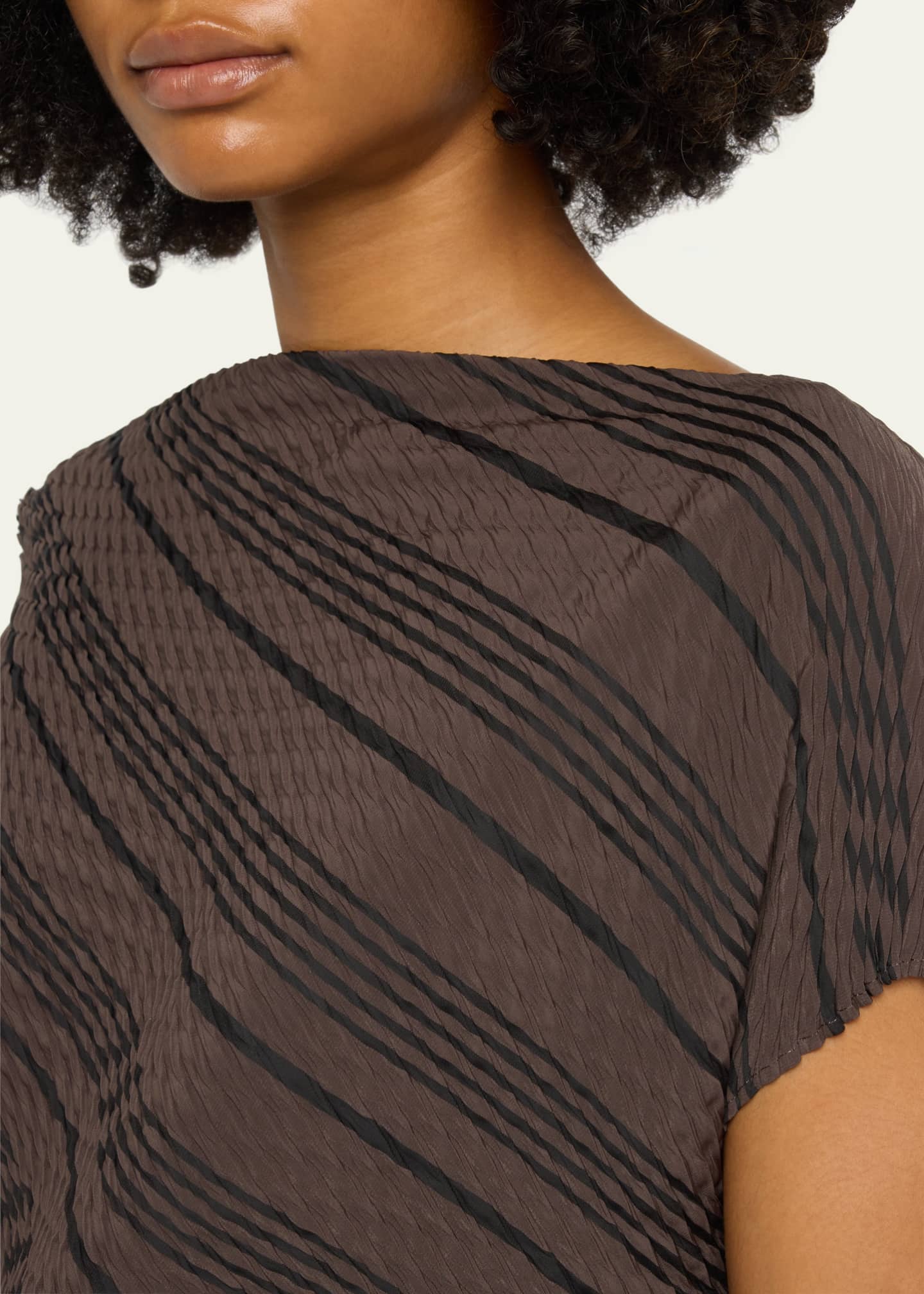 ISSEY MIYAKE Polyester cotton Striped Pleated ensemble setup IM01FH233 / IM01FD224 Pale Multicolor Pink Beige 2 main image 0