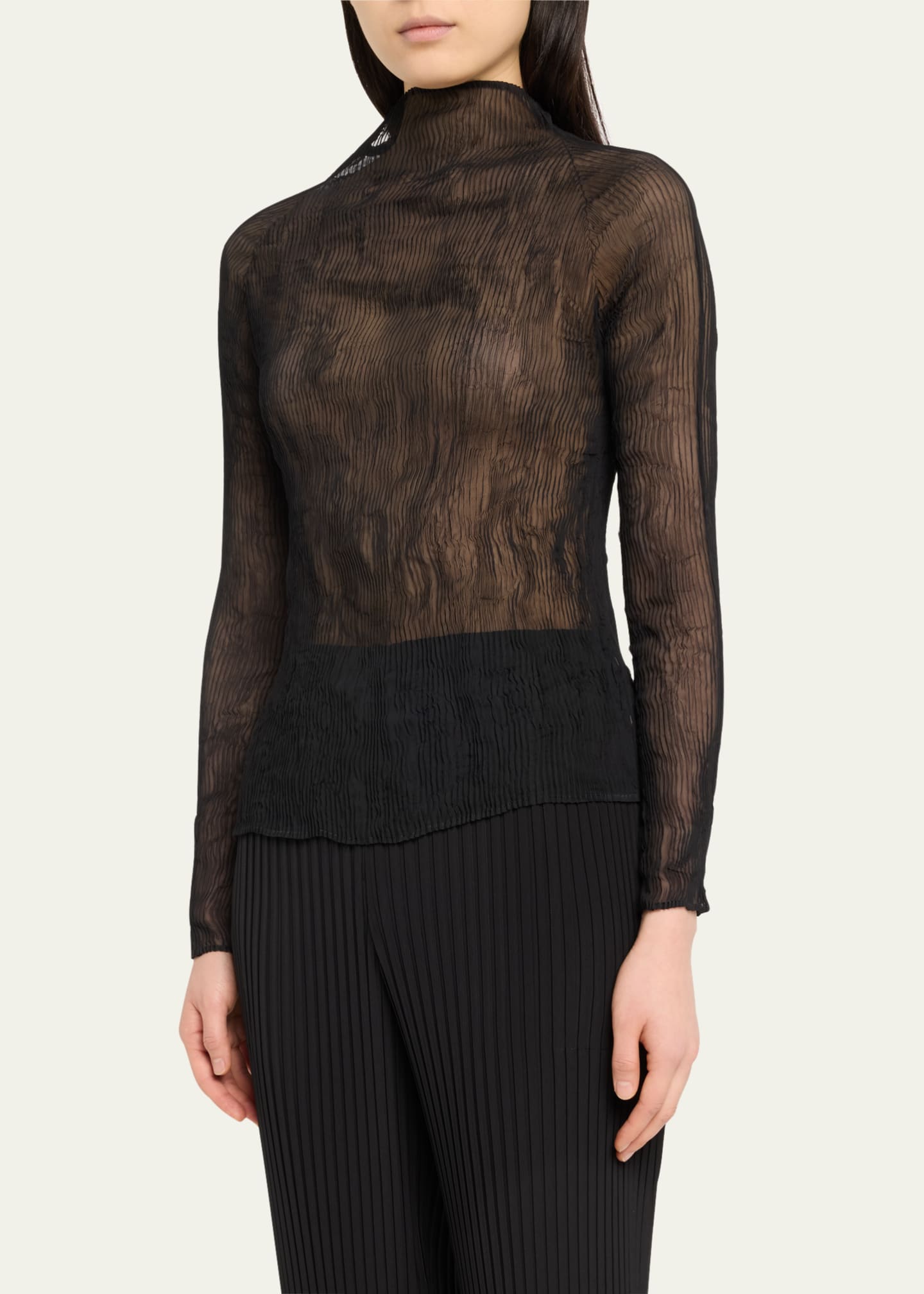 【美品】ISSEY MIYAKE chiffon twist Issey Miyake Chiffon Twist-38 Sheer Top - Bergdorf Goodman