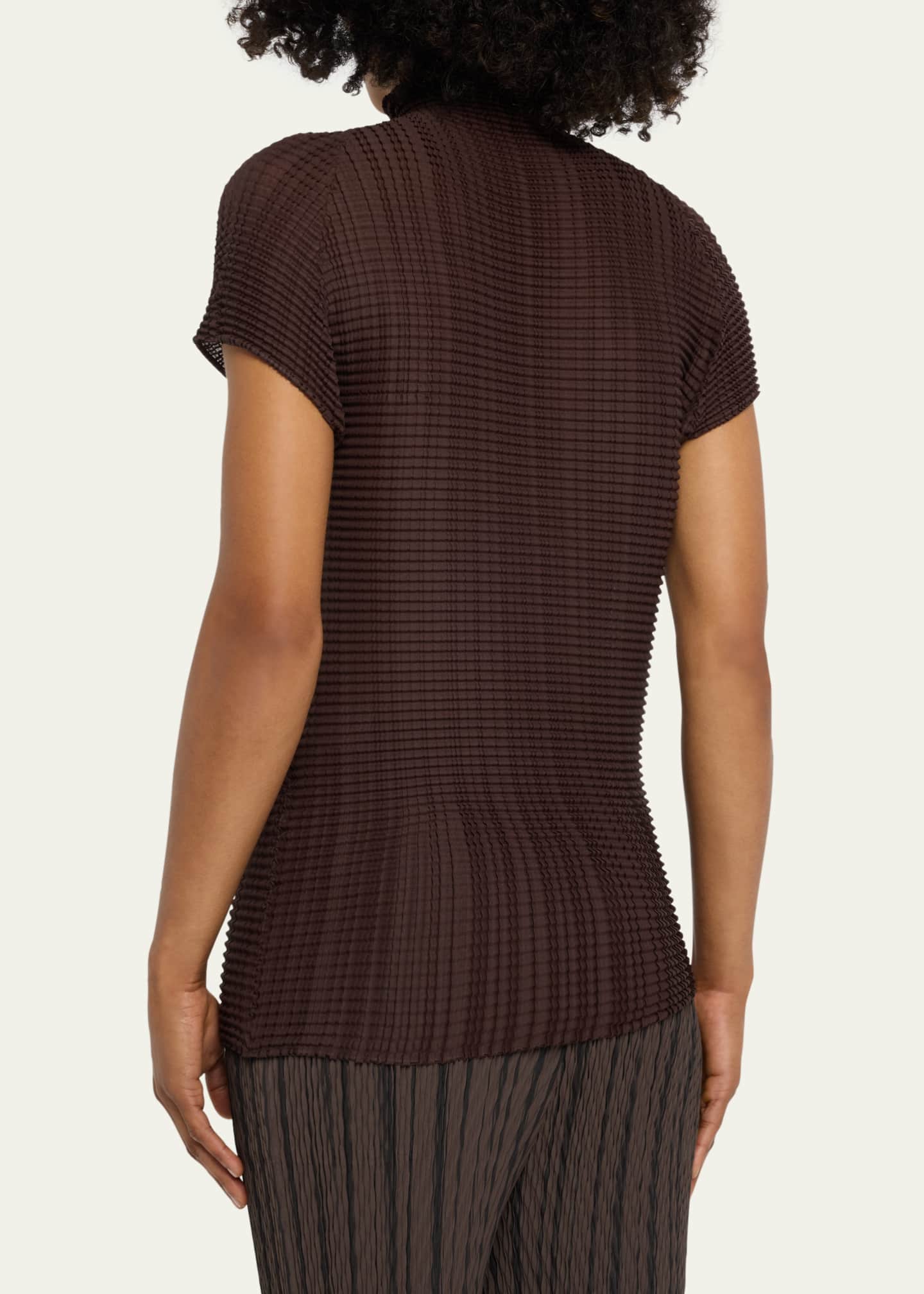 Issey Miyake Wooly Pleats-38 High-Neck Top