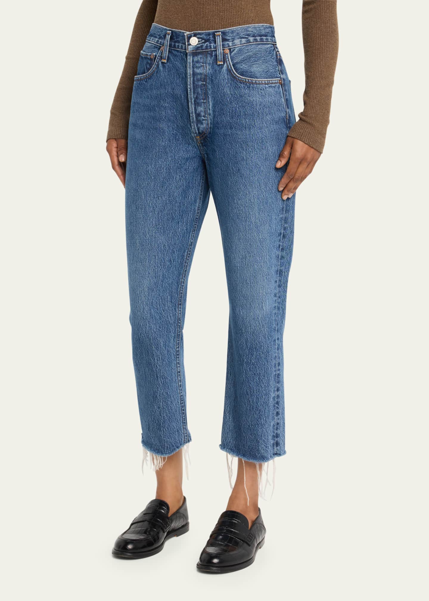 AGOLDE Riley High-Rise Straight Cropped Jeans - Bergdorf Goodman
