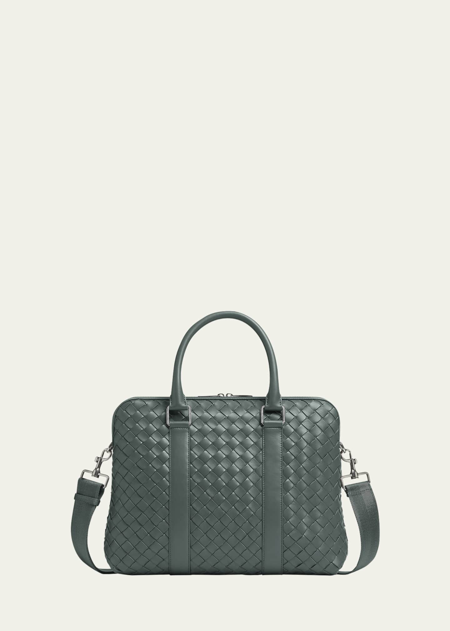Intrecciato Leather Briefcase in Black - Bottega Veneta