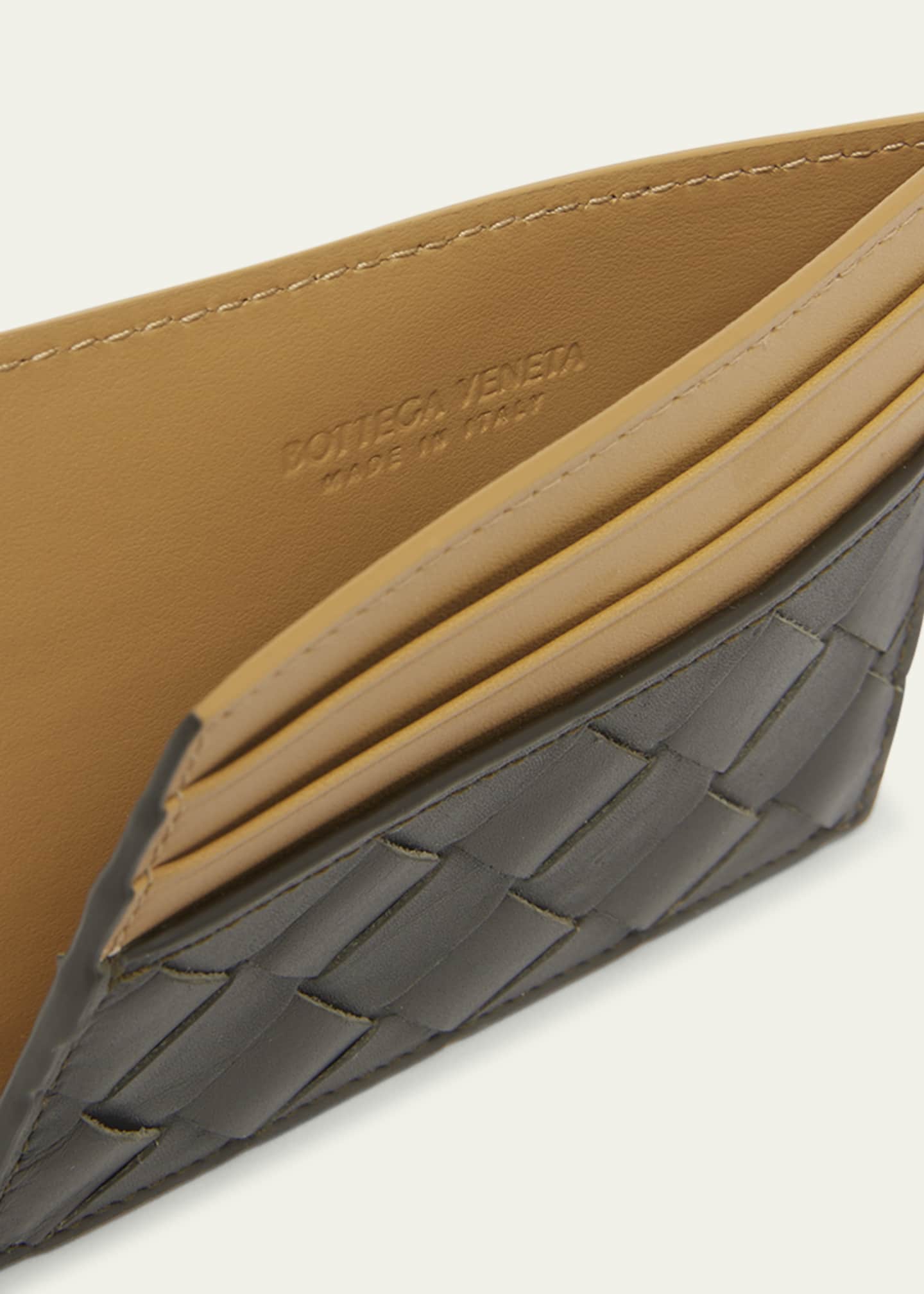 Bottega Veneta Men's Bicolor Intrecciato Leather Card Holder Image 3 of 4