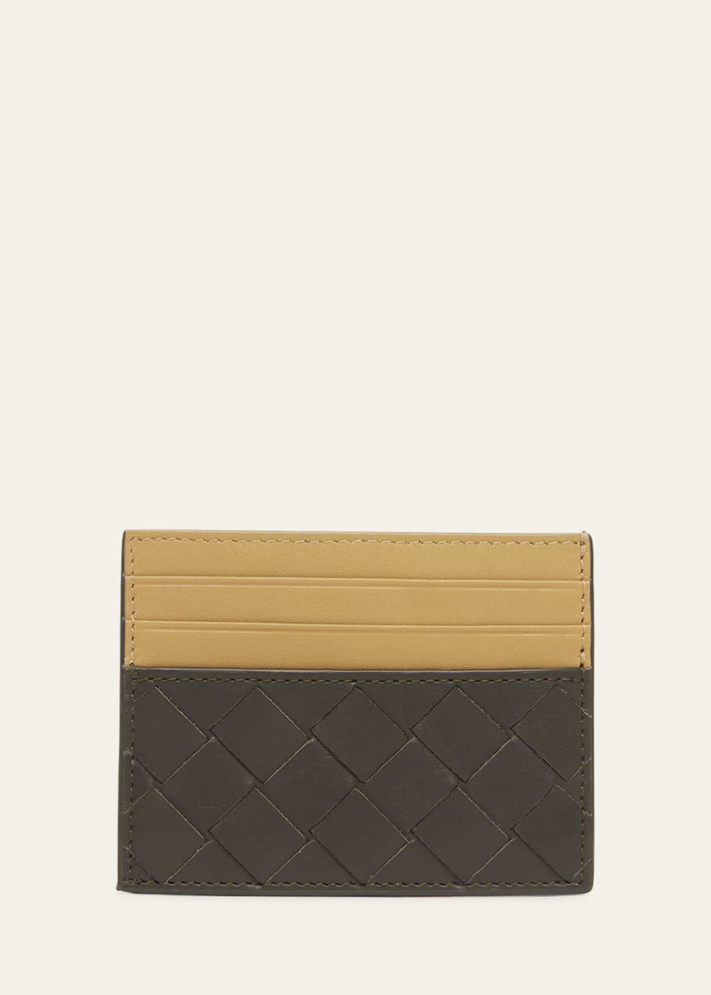 Bottega Veneta Men's Bicolor Intrecciato Leather Card Holder Image 4 of 4