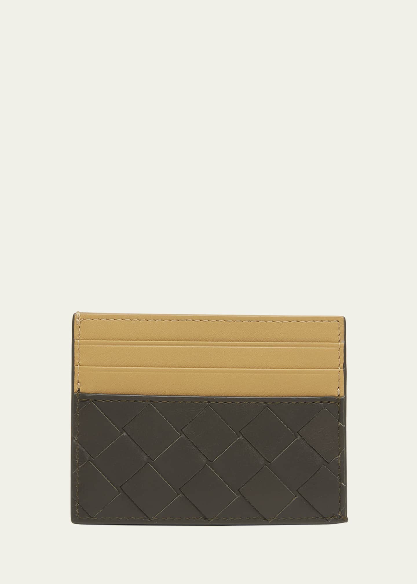 Bottega Veneta Men's Bicolor Intrecciato Leather Card Holder Image 1 of 4