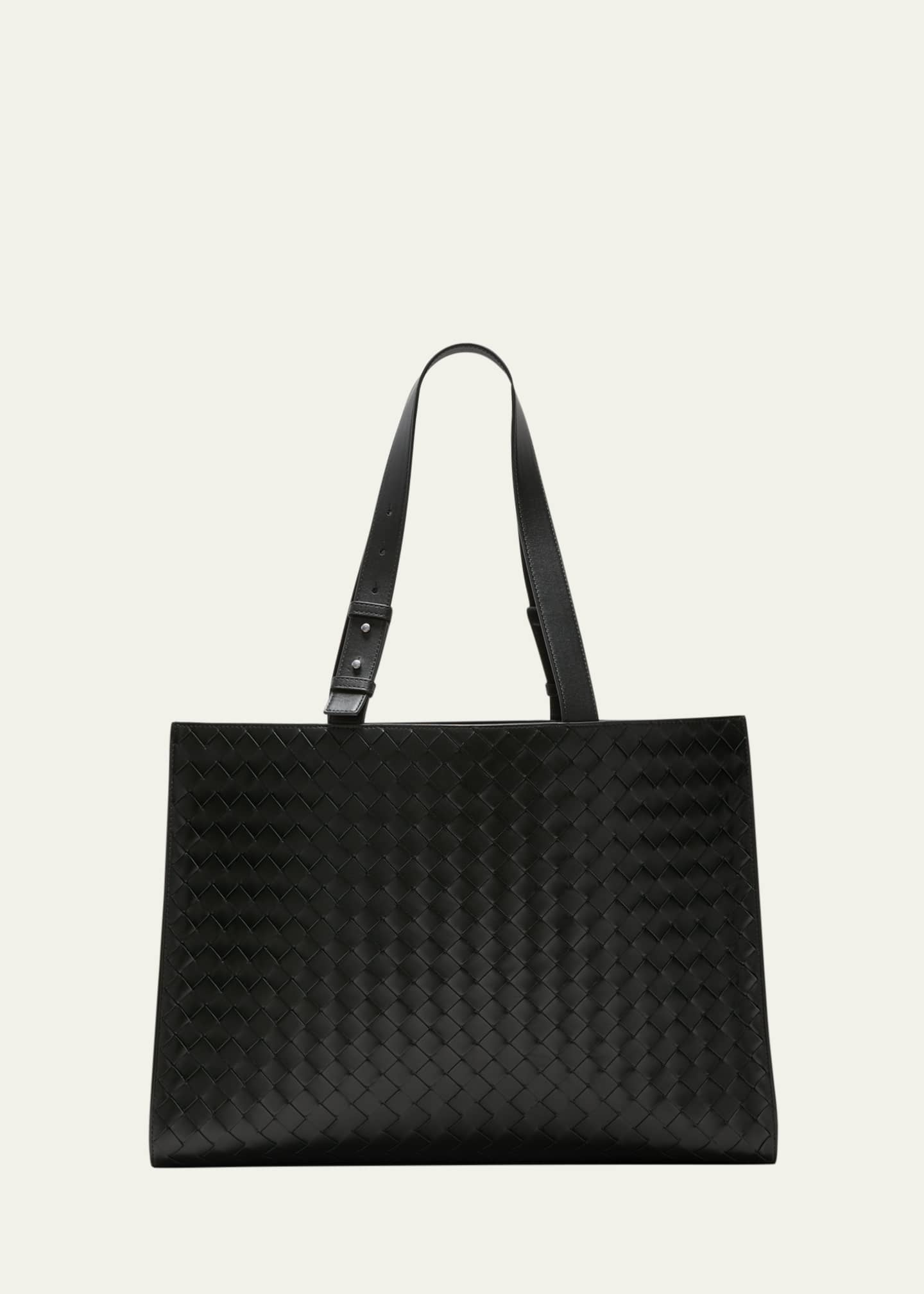 Bottega Veneta Intrecciato Woven Leather Men Briefcase Business Bag Black  NEW
