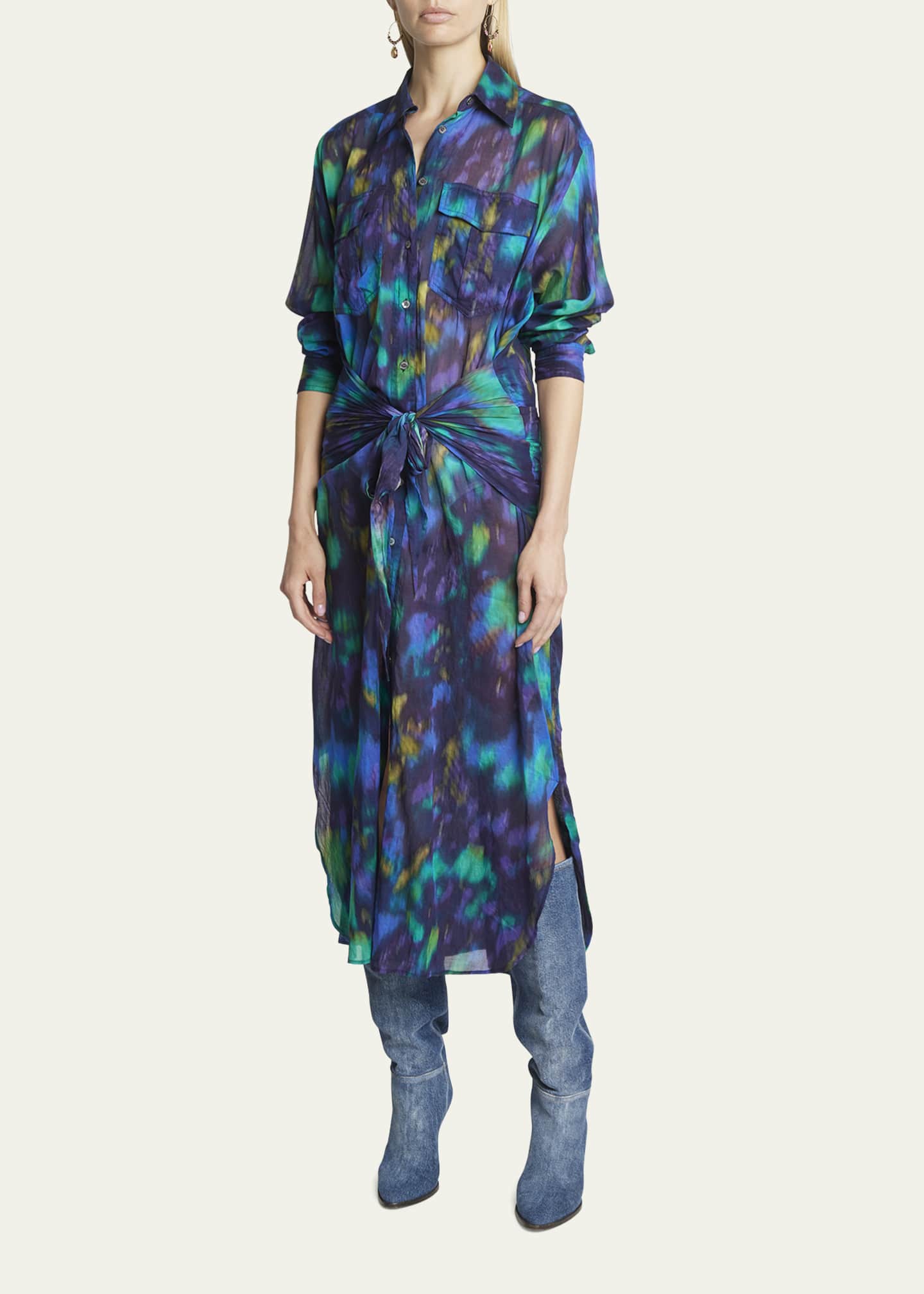 Etoile Isabel Marant Nesley Wrap-Waist Maxi Shirtdress - Bergdorf Goodman