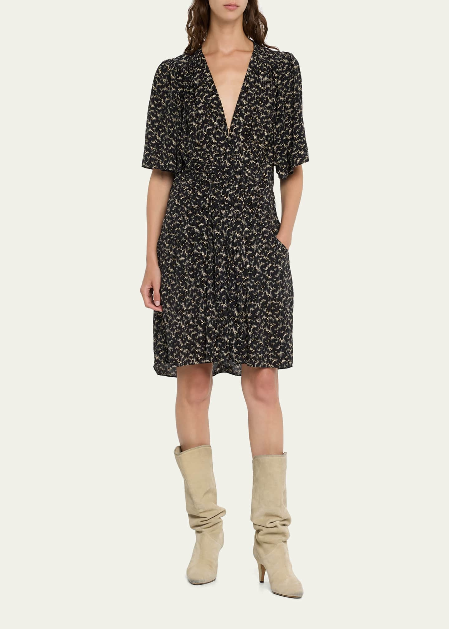 Etoile Isabel Marant Vedolia Printed V-Neck Mini Dress - Bergdorf Goodman