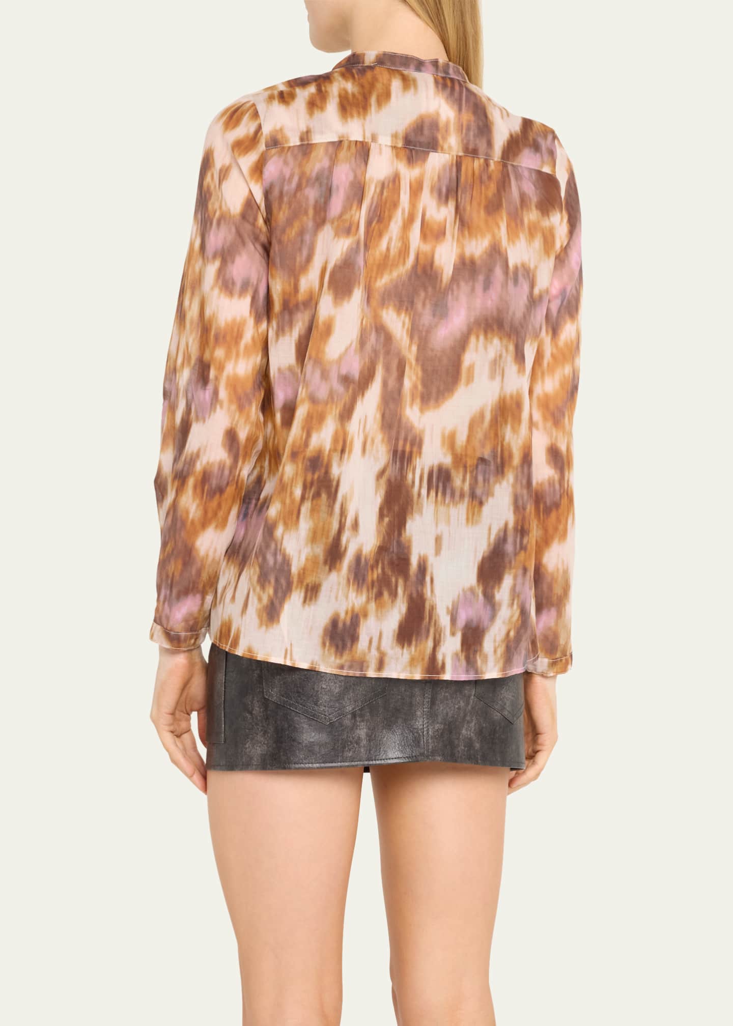 Etoile Isabel Marant Maria Long-Sleeve Half Button-Front Top Image 3 of 5
