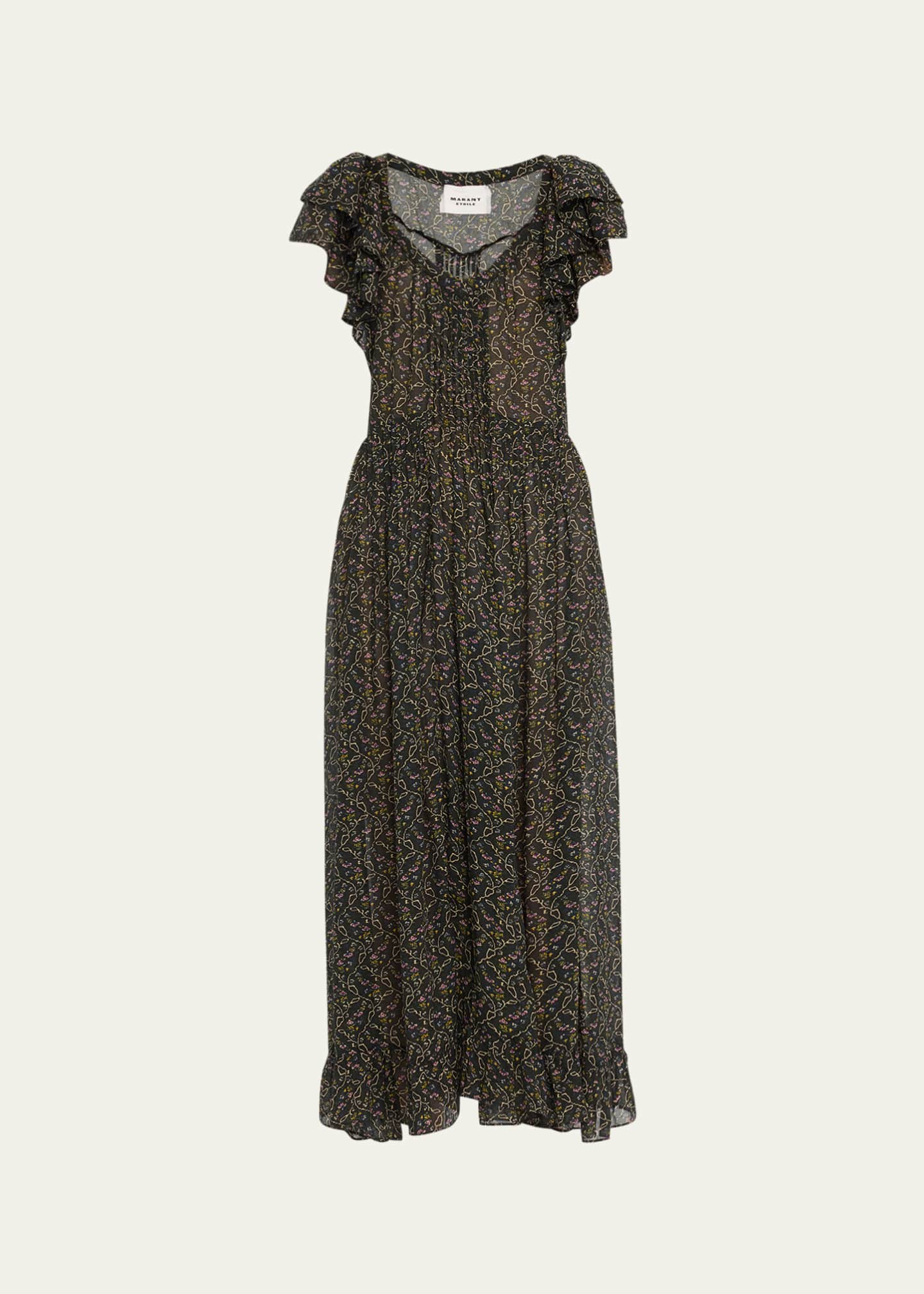 Etoile Isabel Marant Godralia Floral Ruffled A Line Midi Dress