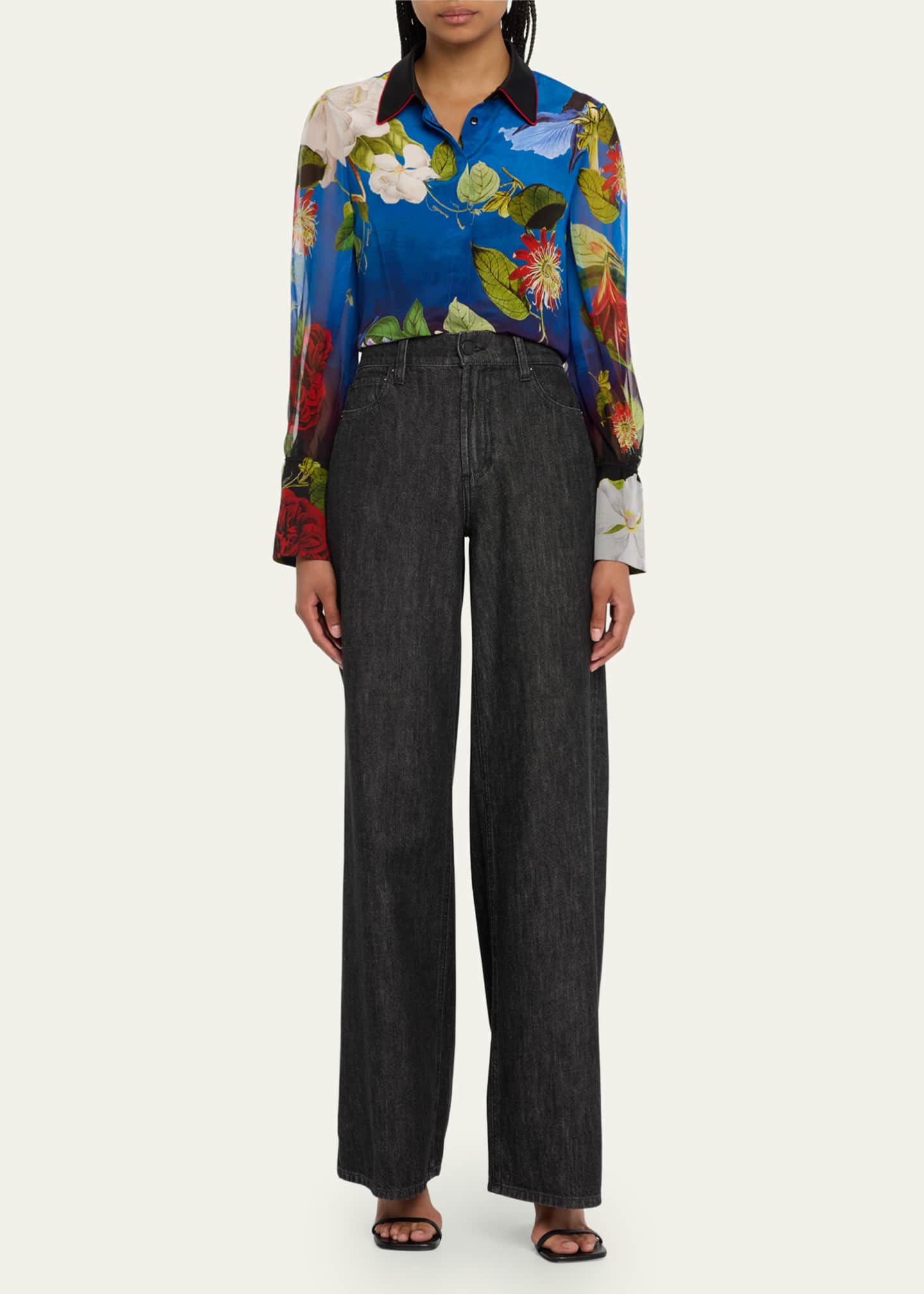 Alice + Olivia Wan Floral-Print Button-Front Blouse - Bergdorf Goodman