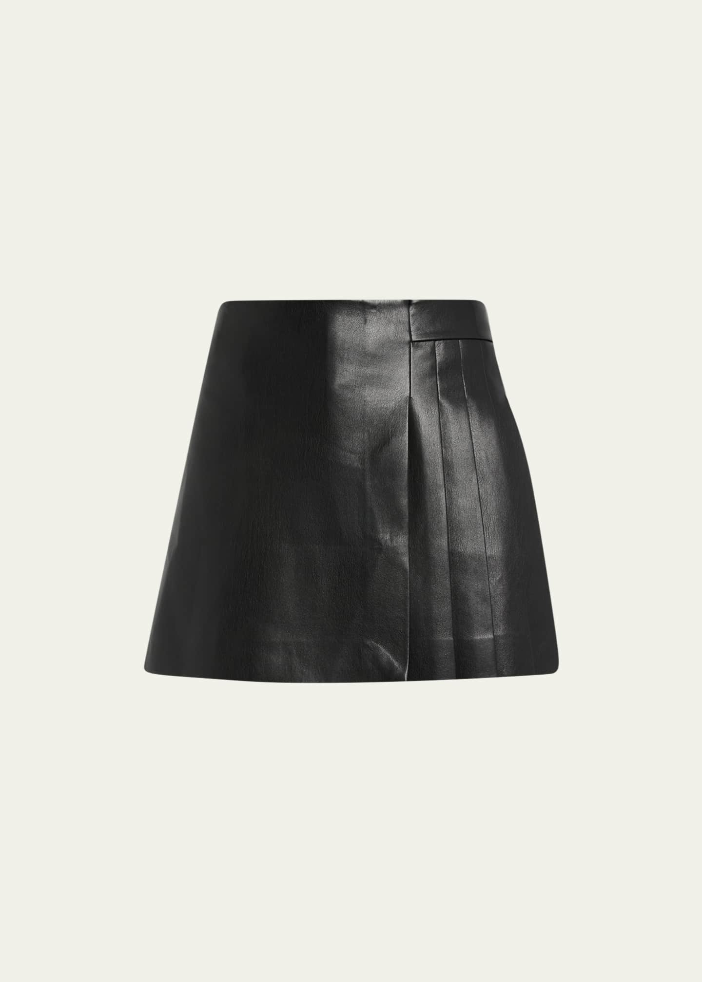 Alice + Olivia Toni Vegan Leather Asymmetric Pleated Mini Skirt ...