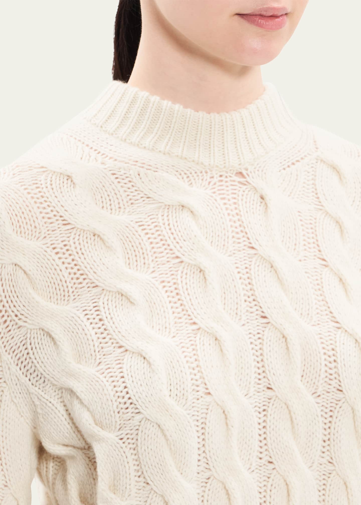 Theory Wool Cashmere Mock Neck Cable Sweater Bergdorf Goodman