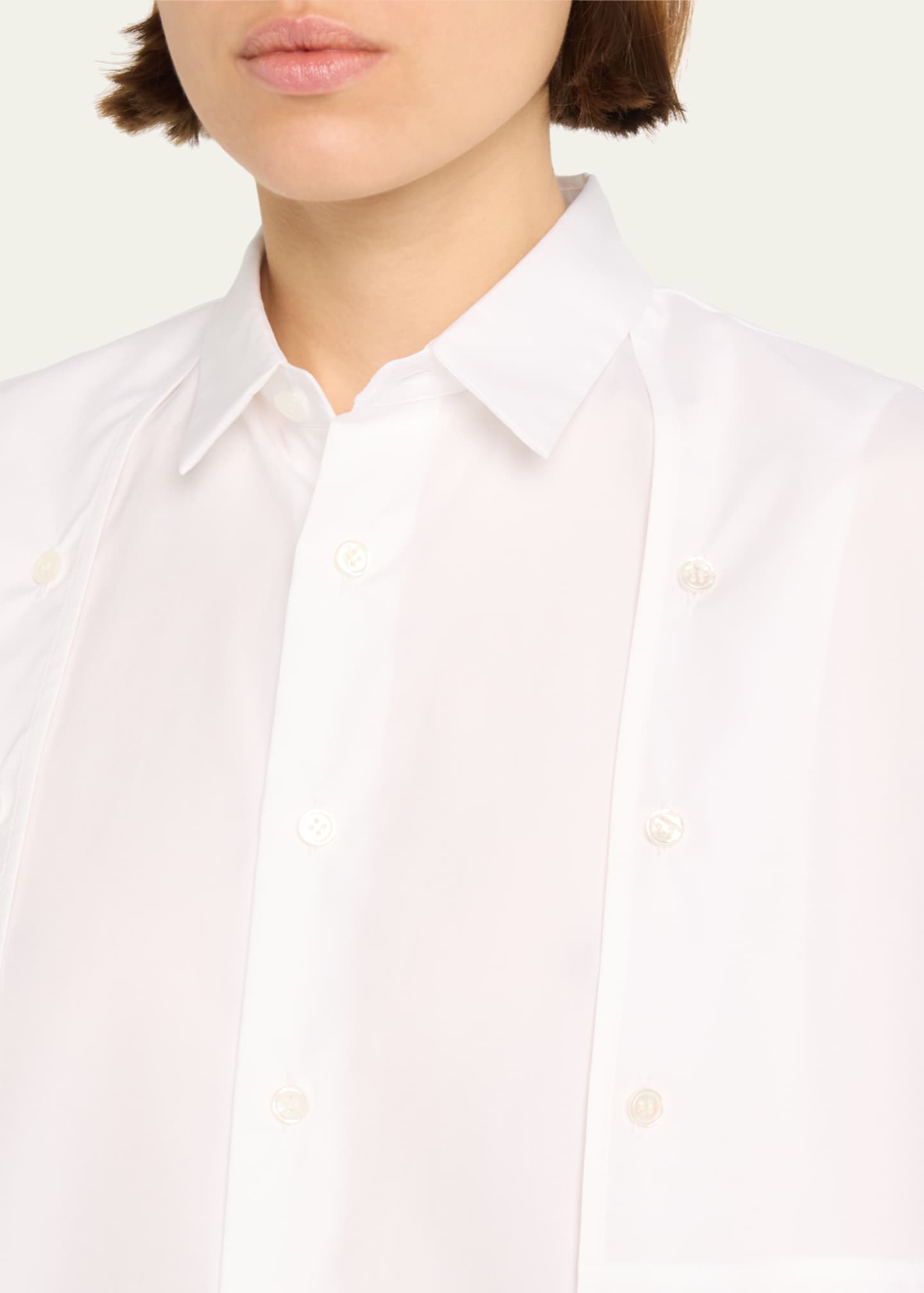 Noir Kei Ninomiya Crop-Sleeve Button Poplin Top - Bergdorf Goodman