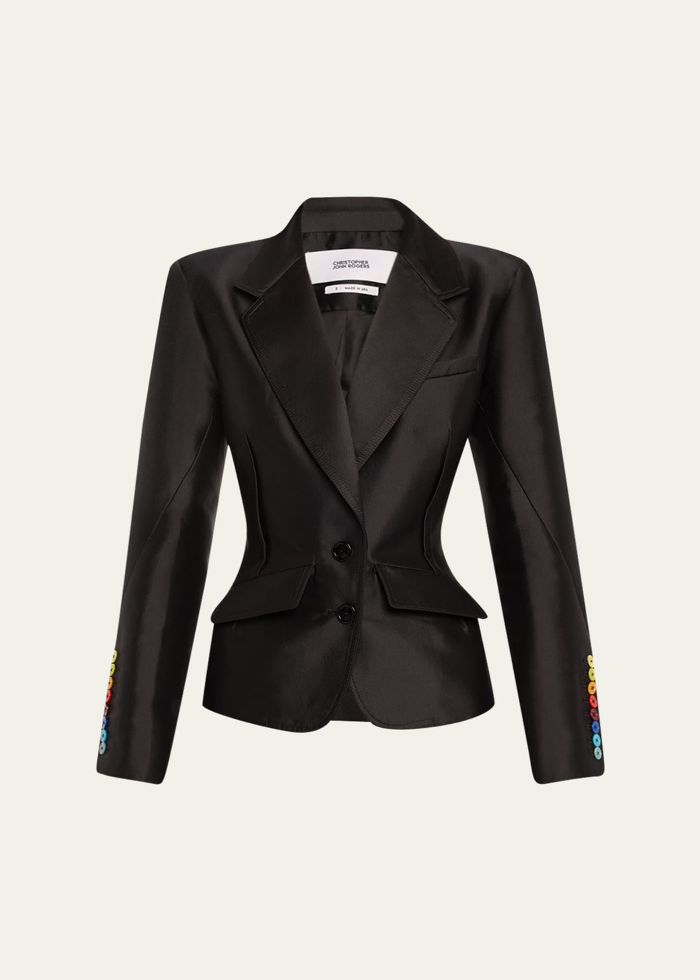 CHRISTOPHER JOHN ROGERS Tailored Tuxedo Jacket with Pleated Back ...
